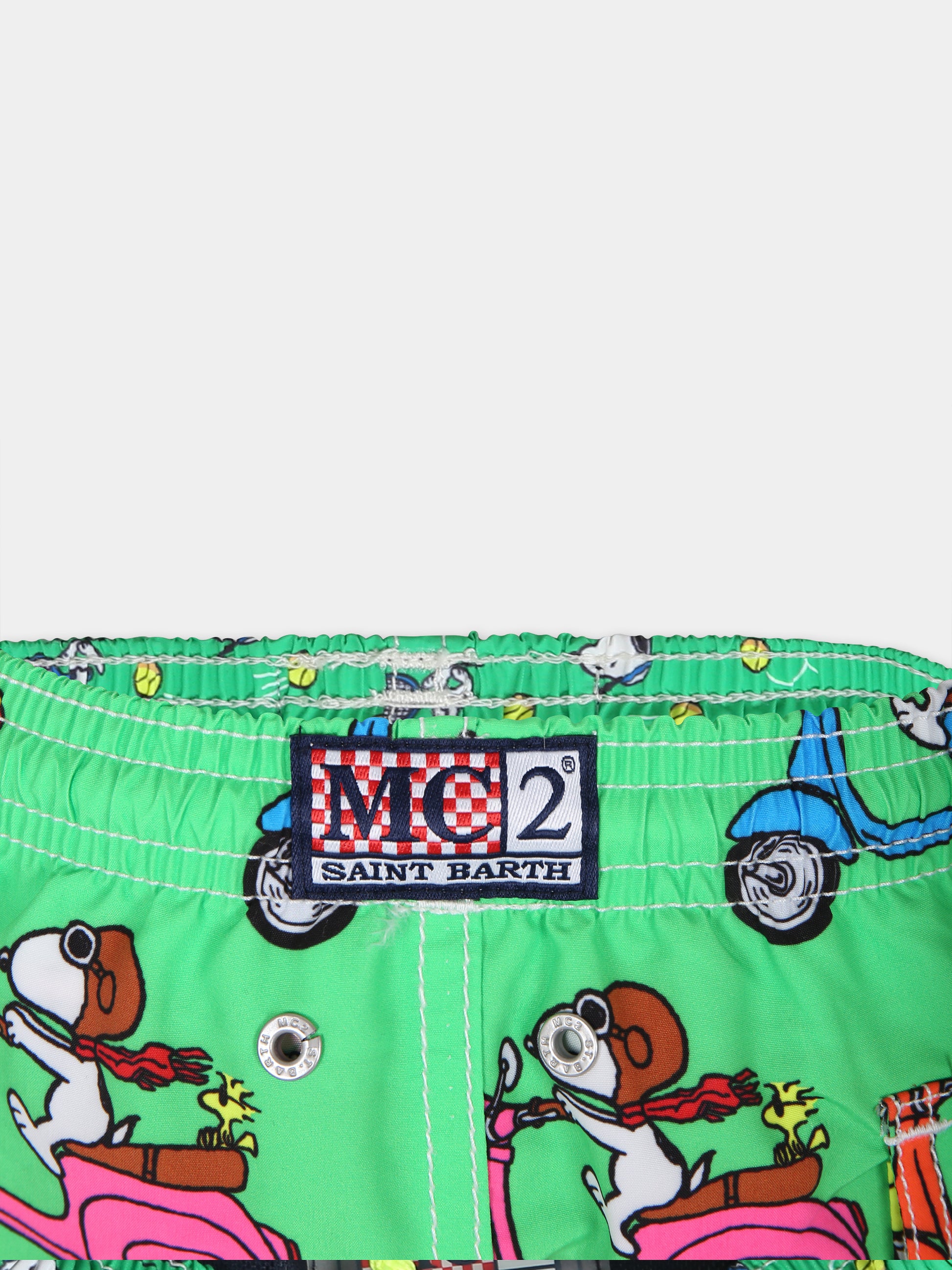 Boxer mare verde per bambino con stampa Snoopy e Vespa,Mc2 Saint Barth,JEA0001 02588F