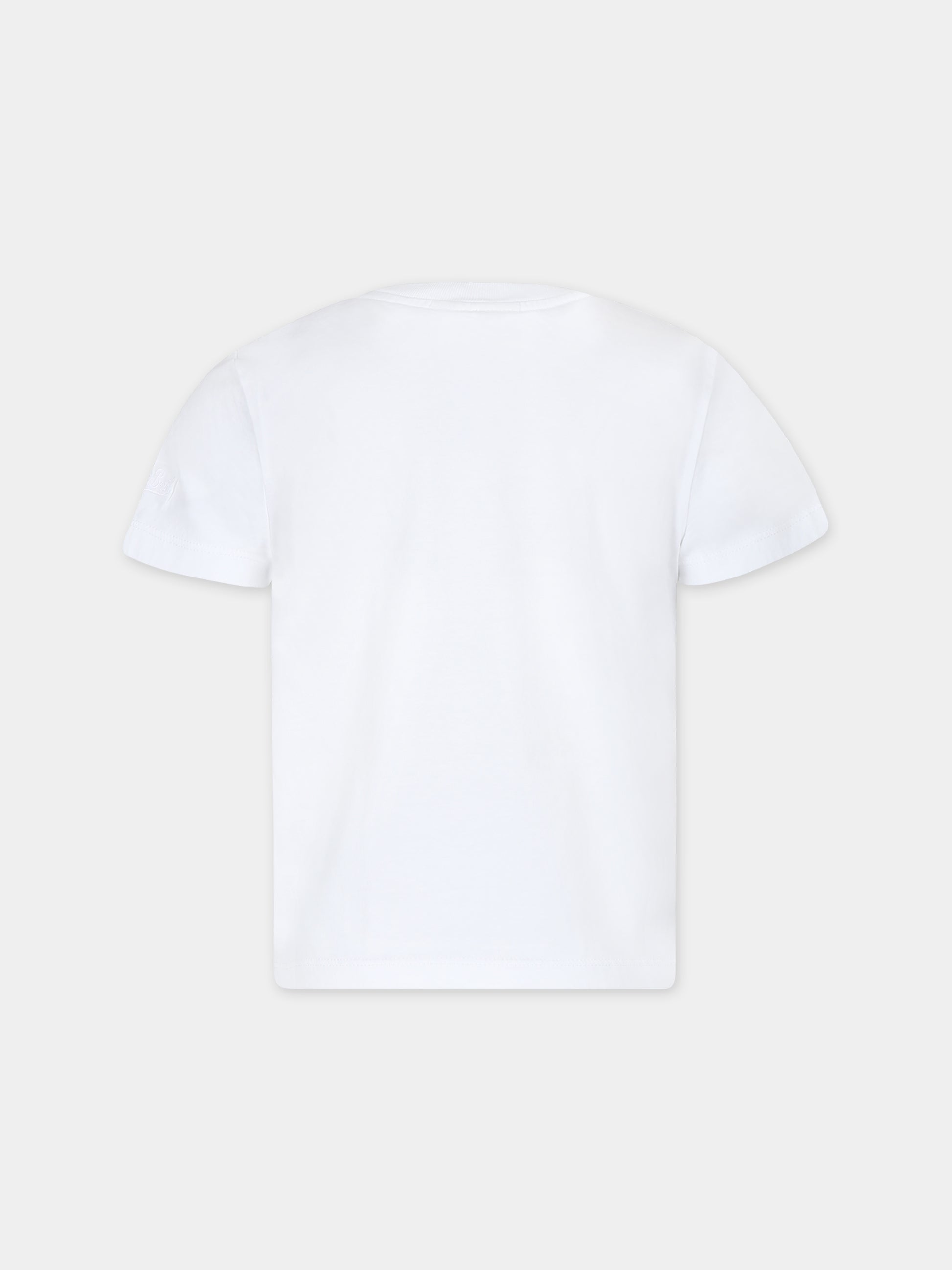 T-shirt bianca per bambina con stampa fragola,Mc2 Saint Barth,ELLY001 00467F