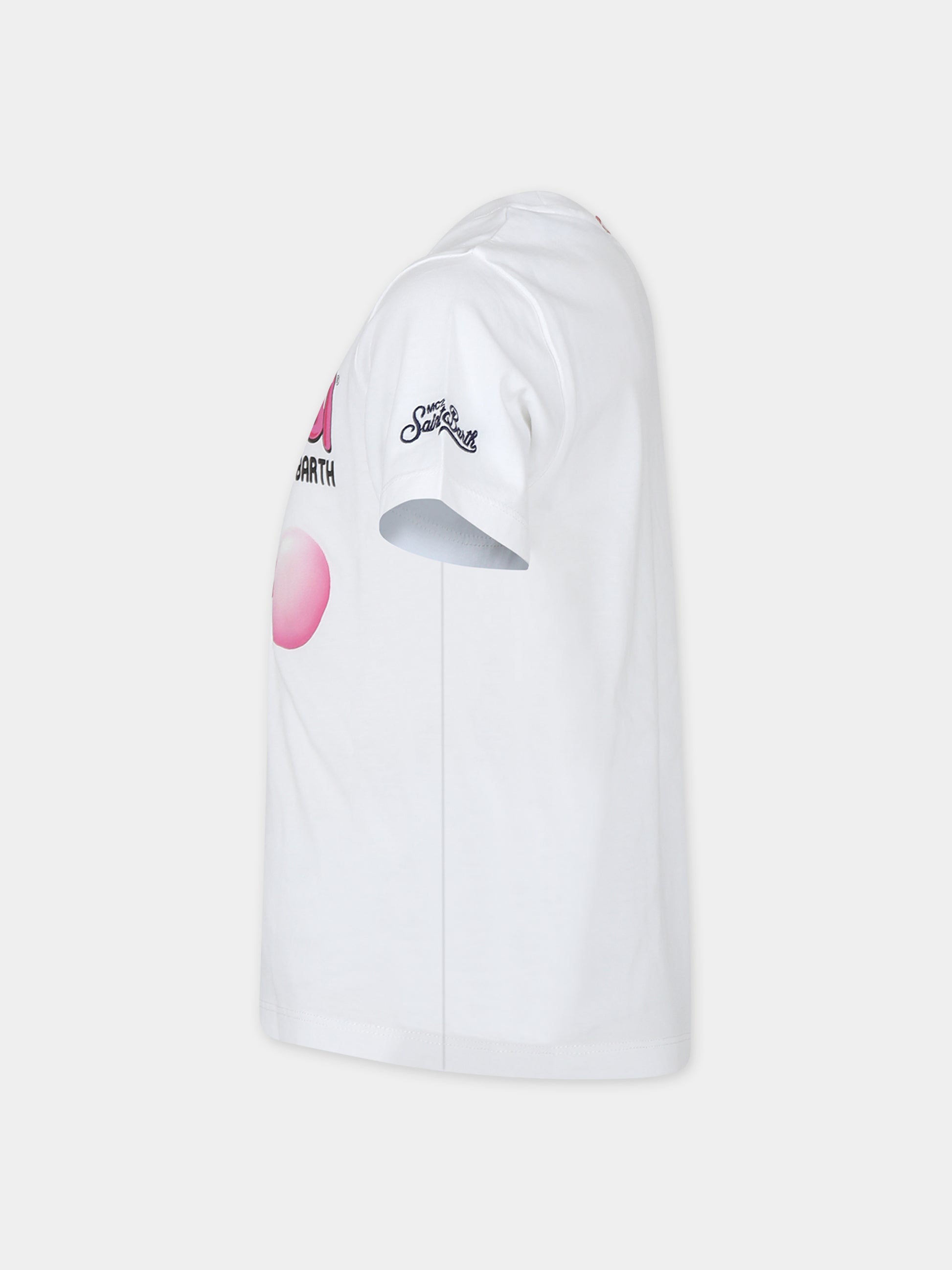 T-shirt bianca per bambino con stampa papera,Mc2 Saint Barth,TSH0001 02310F