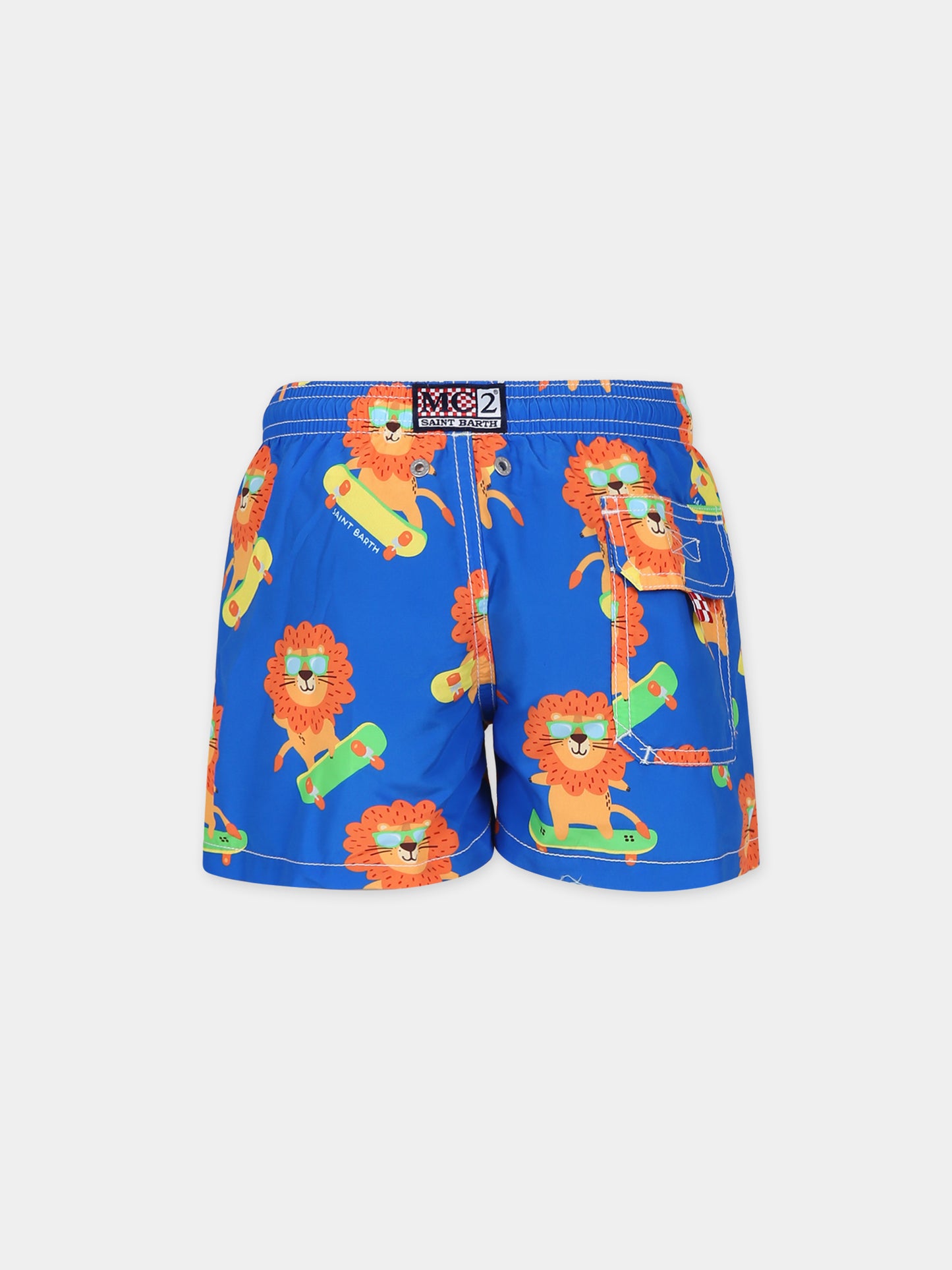 Boxer mare blu per bambino con stampa leone,Mc2 Saint Barth,JEA0001 01977F