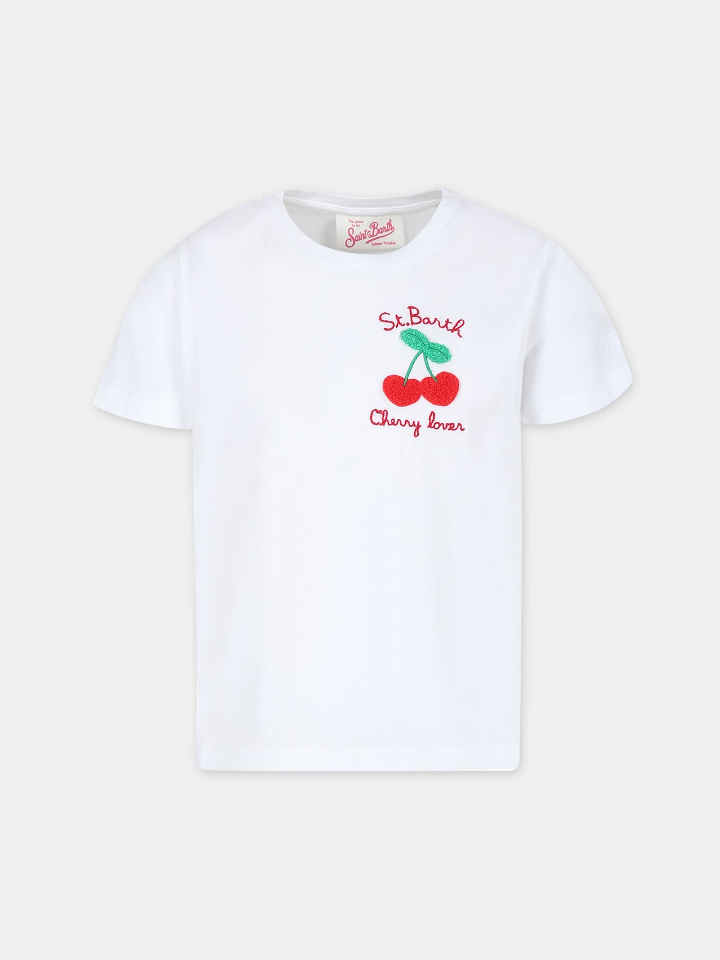 T-shirt bianca per bambina con ciliegie,Mc2 Saint Barth,ELLY001 02046F