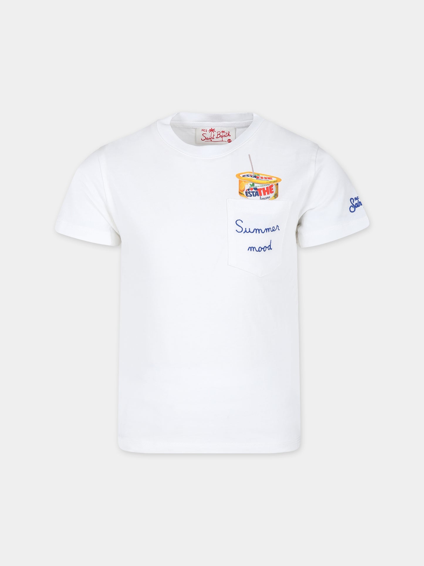 T-shirt bianca per bambino con stampa Estathé,Mc2 Saint Barth,EDD0001 02690F