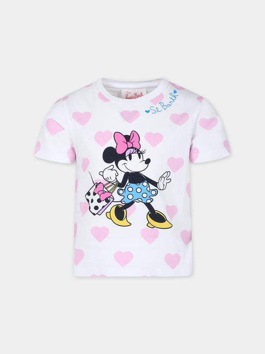 T-shirt bianca per bambina con stampa Minnie,Mc2 Saint Barth,ELLY001 01887F