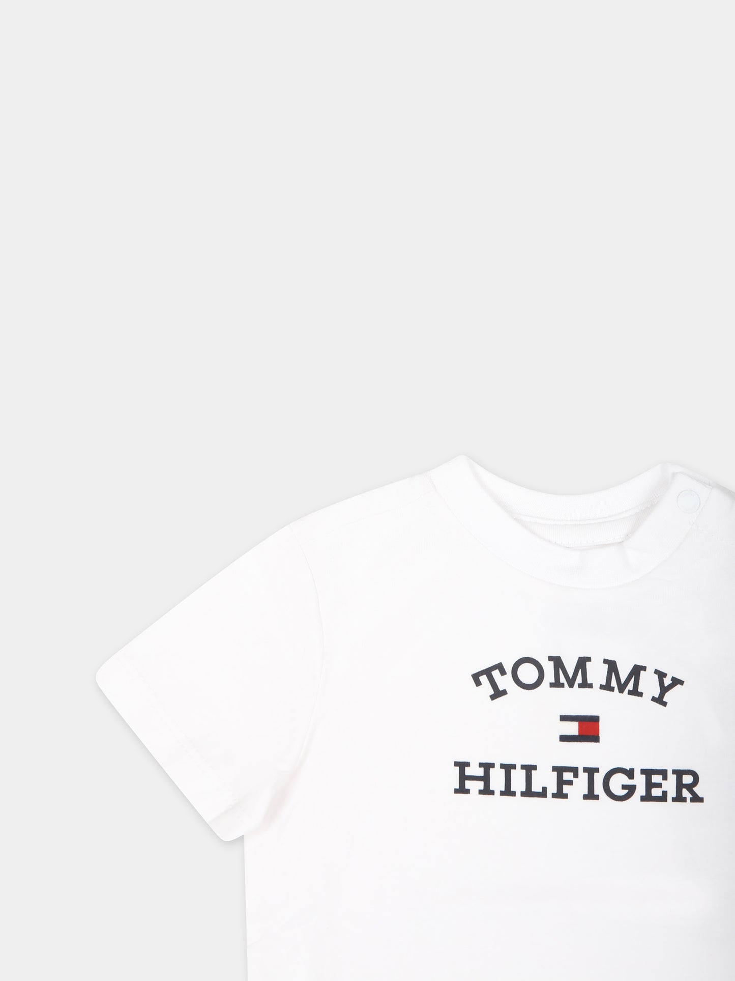 T-shirt bianca per neonato con logo,Tommy Hilfiger Junior,24STHKN0KN01805J YBR