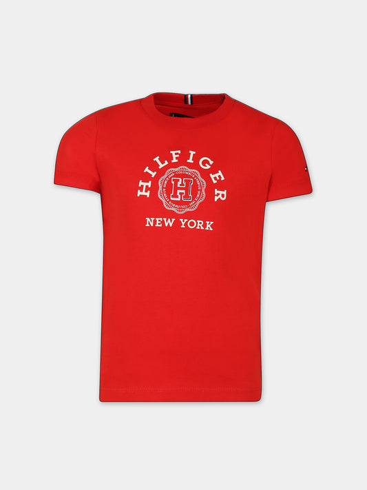 T-shirt rossa per bambino con logo,Tommy Hilfiger Junior,24STHKB0KB08802J XND