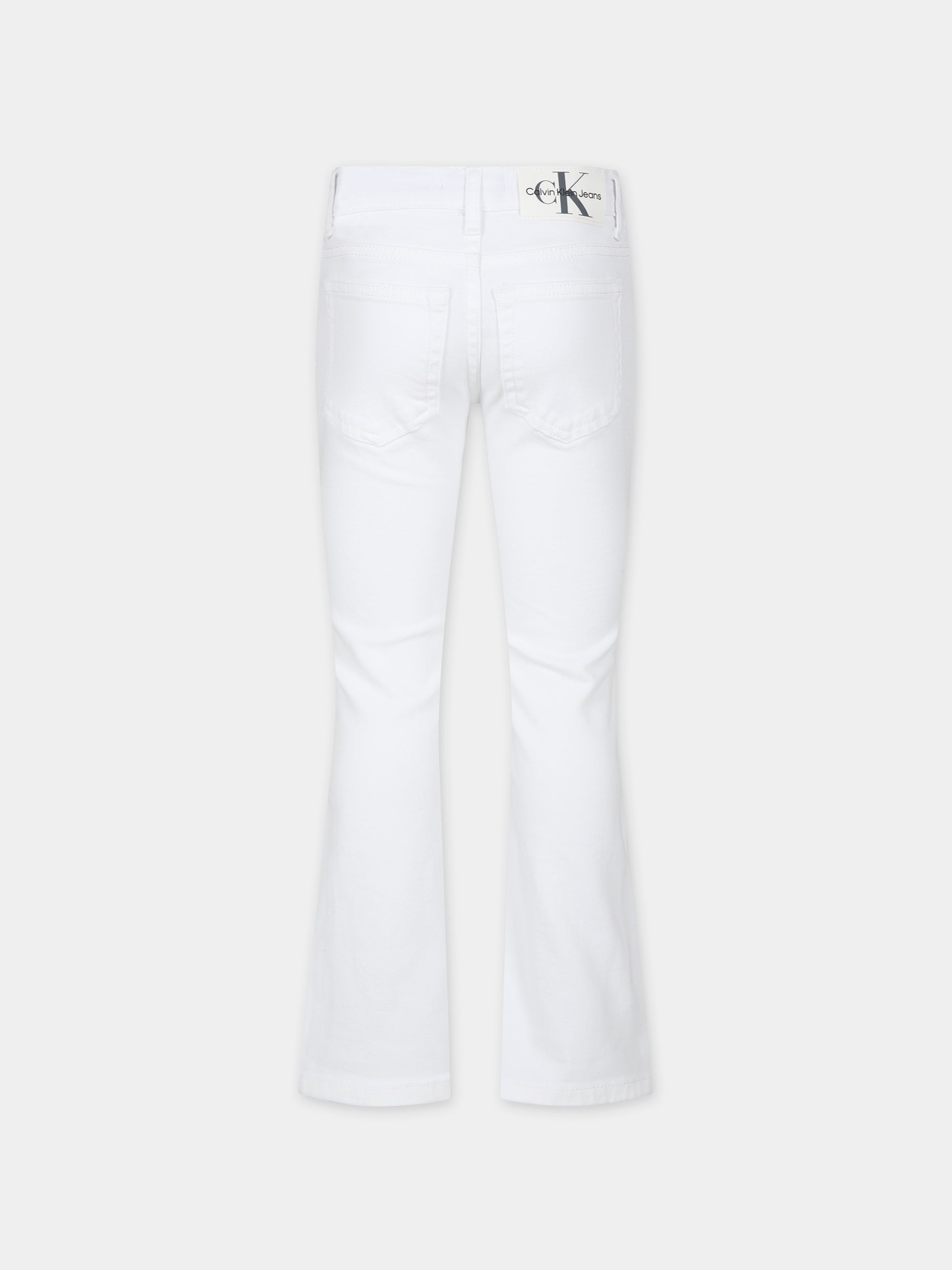 Jeans bianco per bambina con logo,Calvin Klein Kids,24SCKIG0IG02502J 1CD