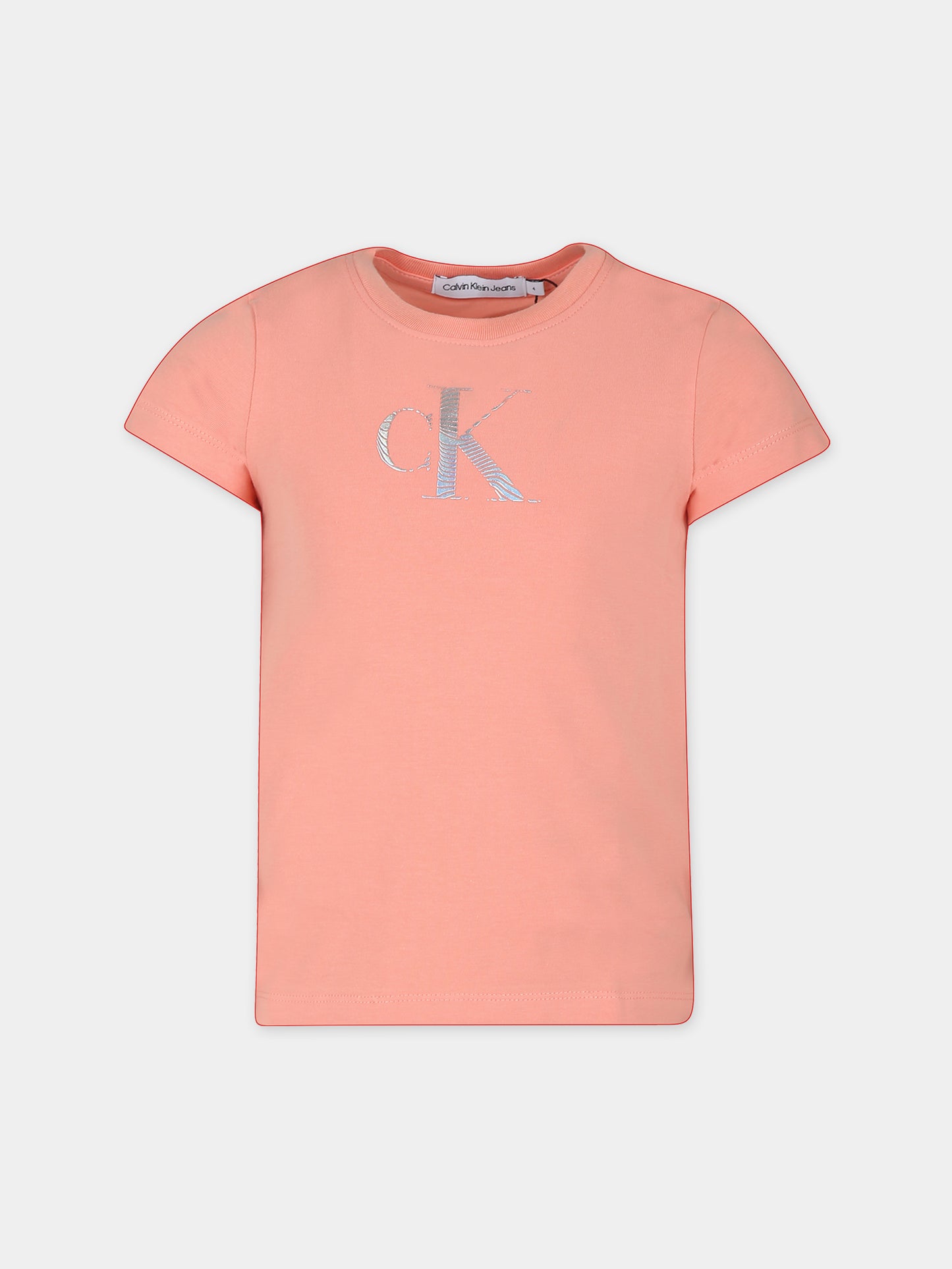 T-shirt rosa per bambina con logo,Calvin Klein Kids,24SCKIG0IG02433J TZZ