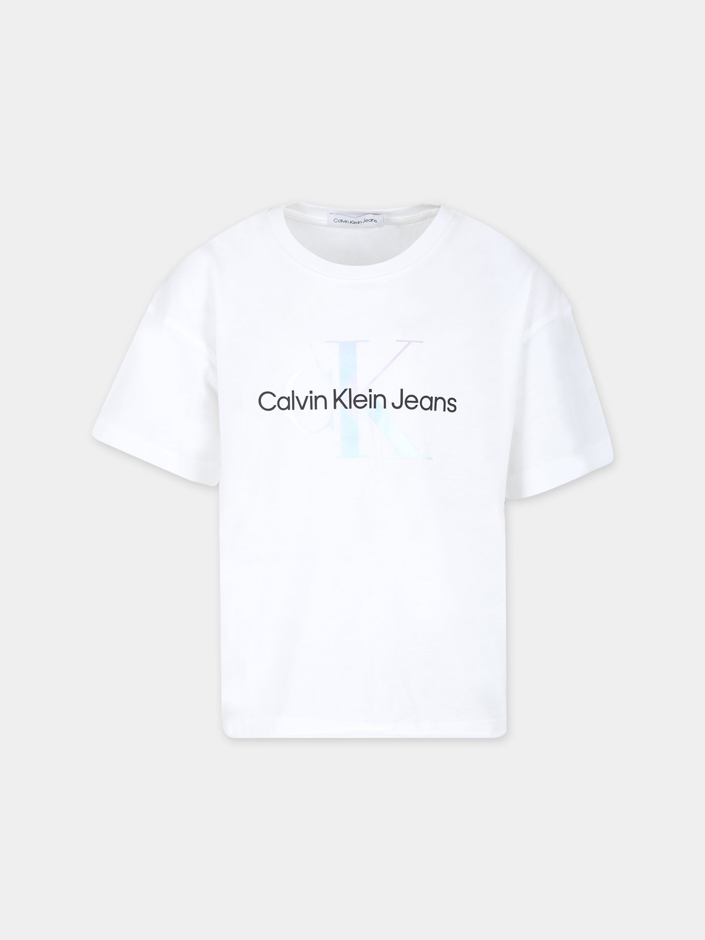 T-shirt bianca per bambina con logo,Calvin Klein Kids,24SCKIG0IG02434T YAF
