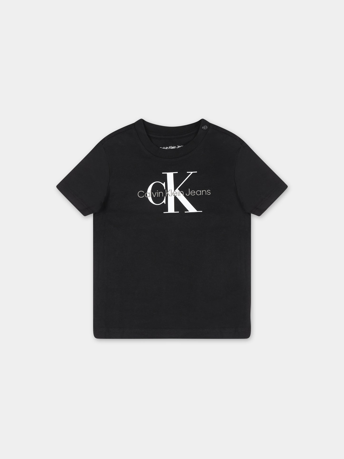 T-shirt nera per neonato con logo,Calvin Klein Kids,24SCKIN0IN00001 BEH