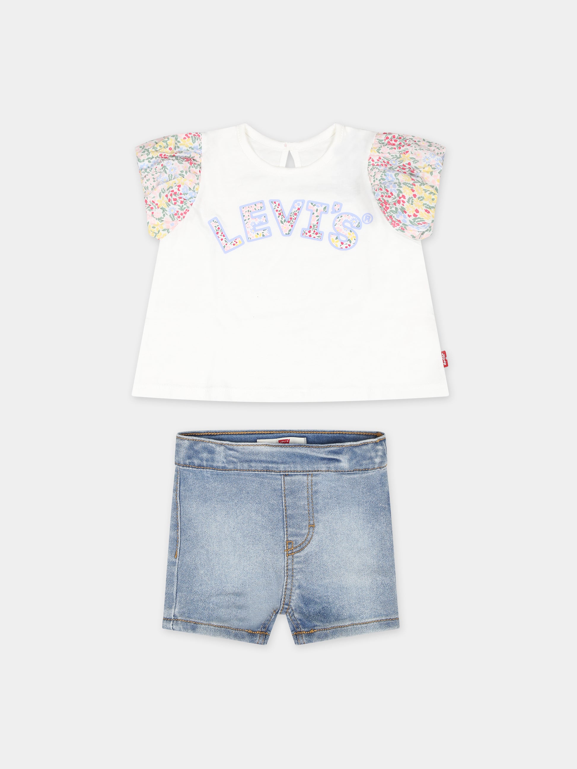 Completo bianco per neonata con logo,Levi's Kids,24SMLK1EK141 X10