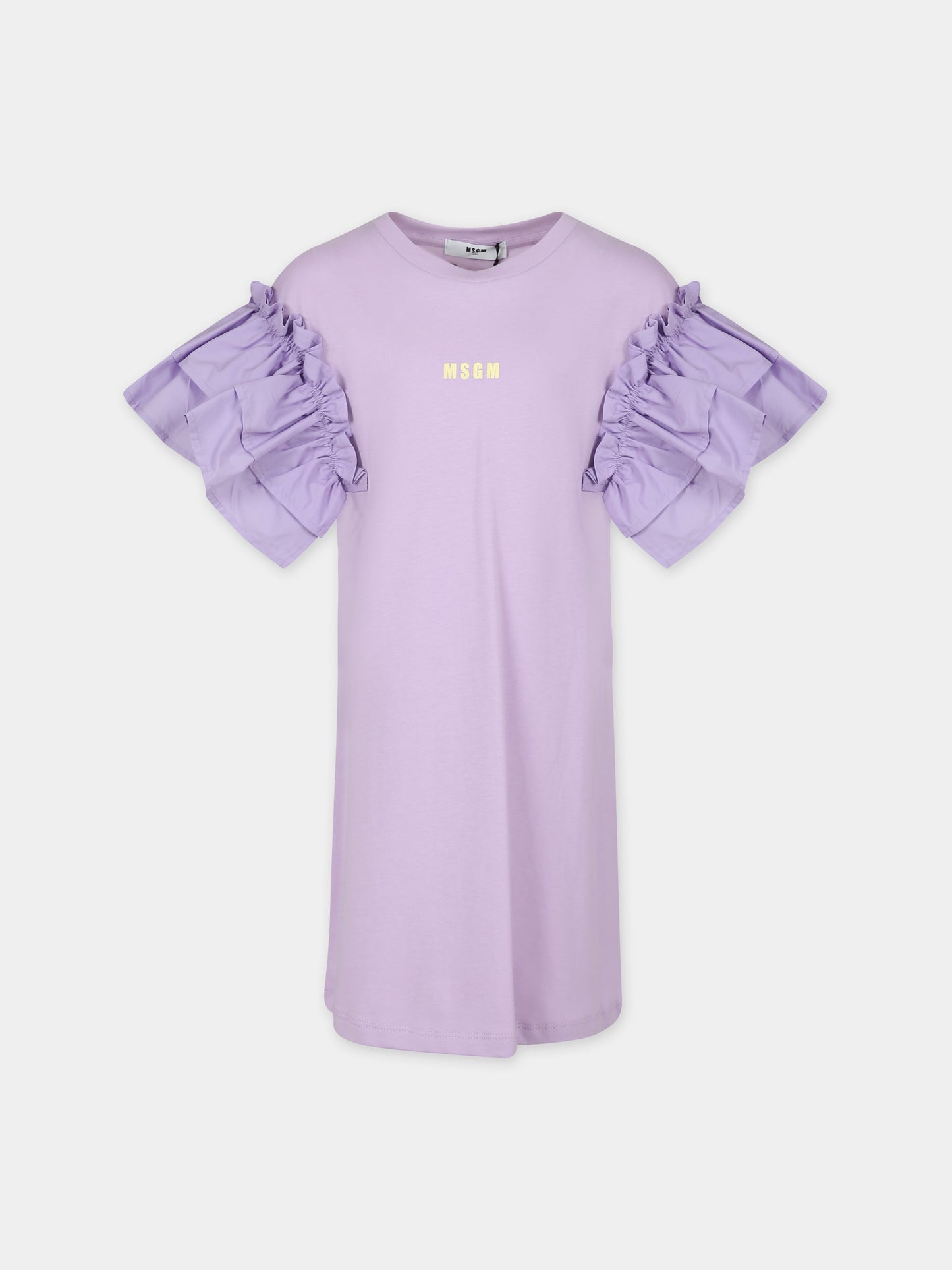 Vestito lilla per bambina con logo,Msgm Kids,MS029452 071