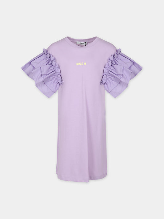 Vestito lilla per bambina con logo,Msgm Kids,MS029452 071