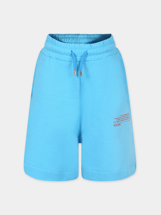 Shorts celesti per bambina con logo,Msgm Kids,MS027663 050