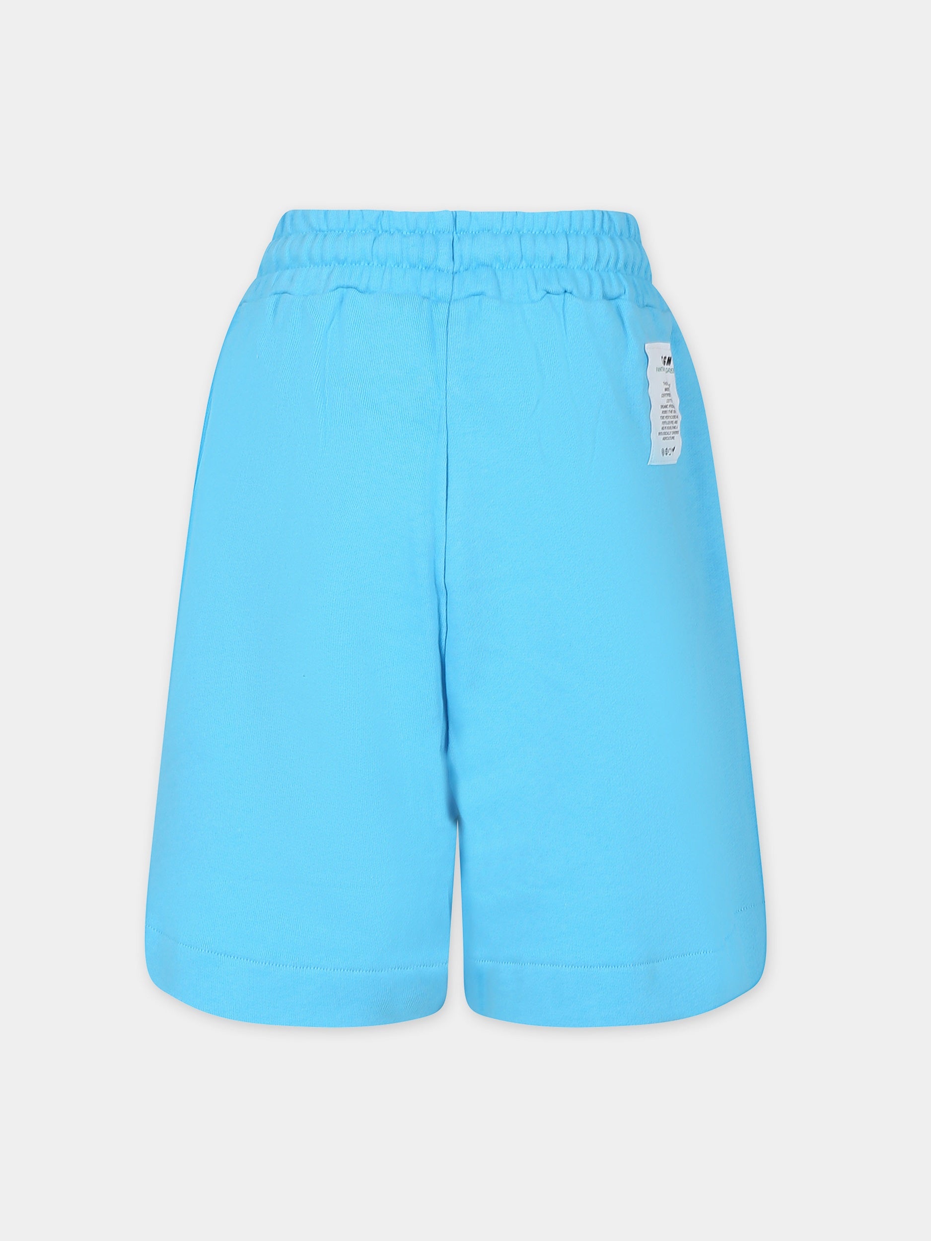 Shorts celesti per bambina con logo,Msgm Kids,MS027663 050