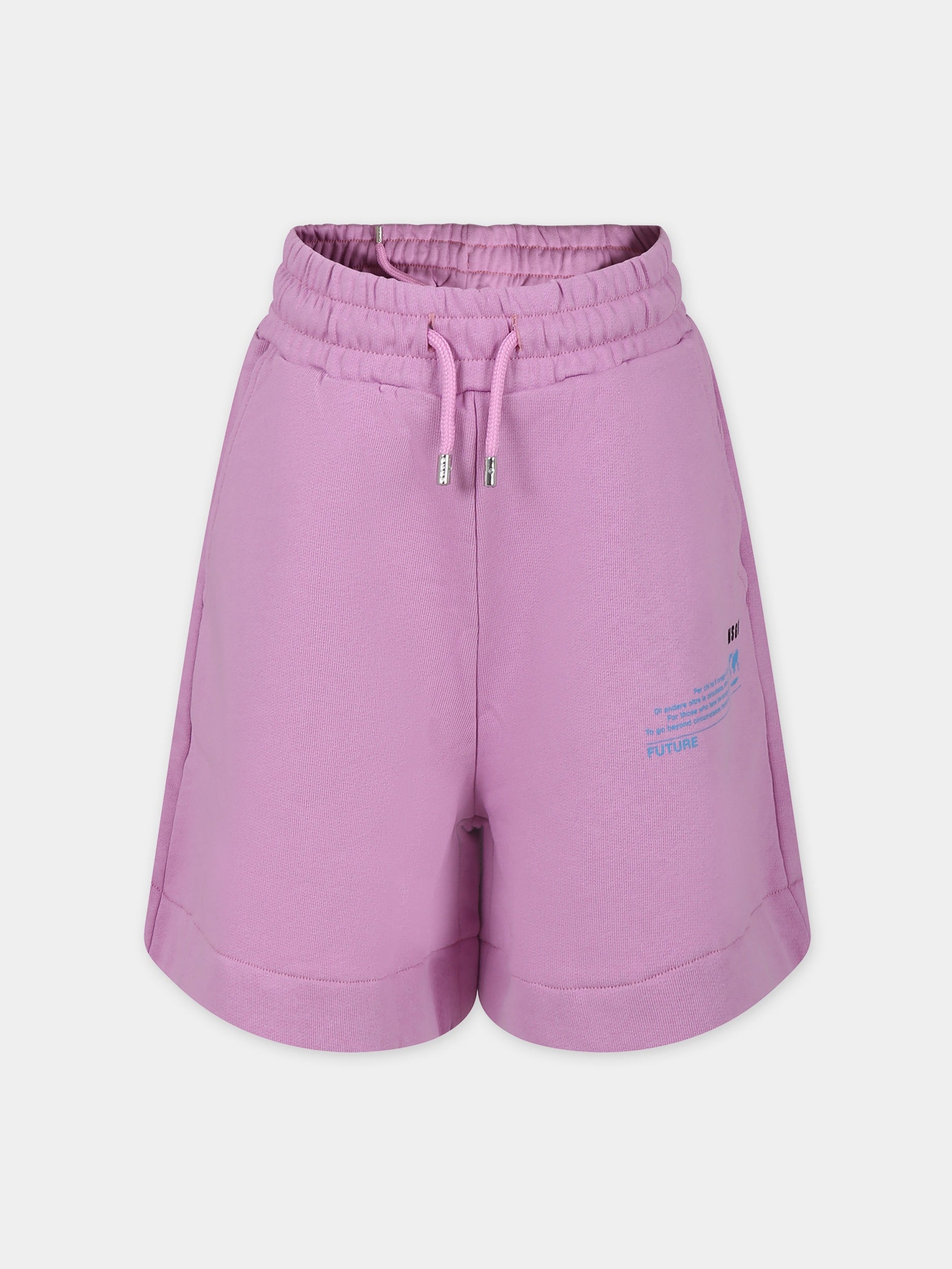 Shorts viola per bambina con logo,Msgm Kids,MS027663 071