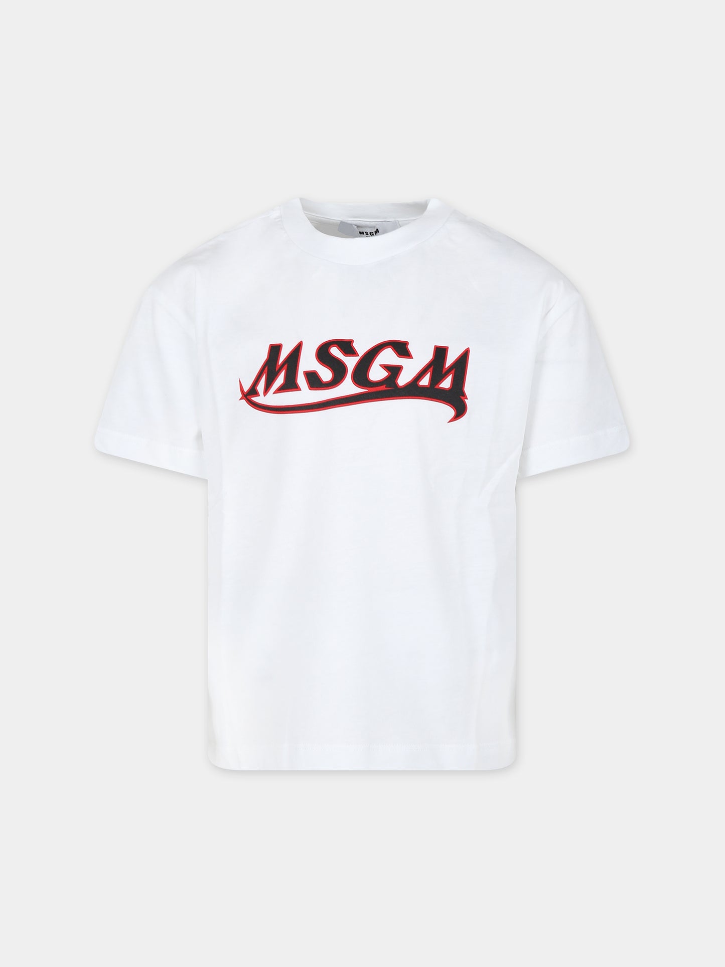 T-shirt bianca per bambini con logo,Msgm Kids,MS028729 001