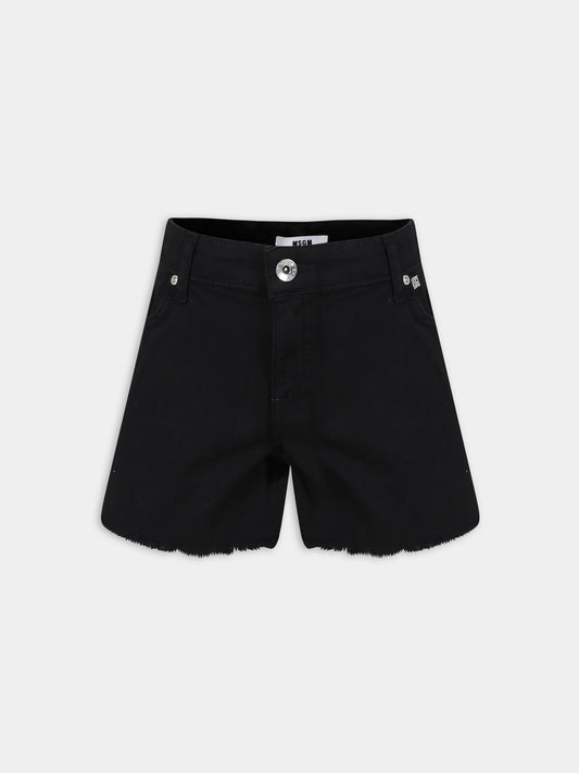 Shorts neri per bambina con logo,Msgm Kids,MS028786 110