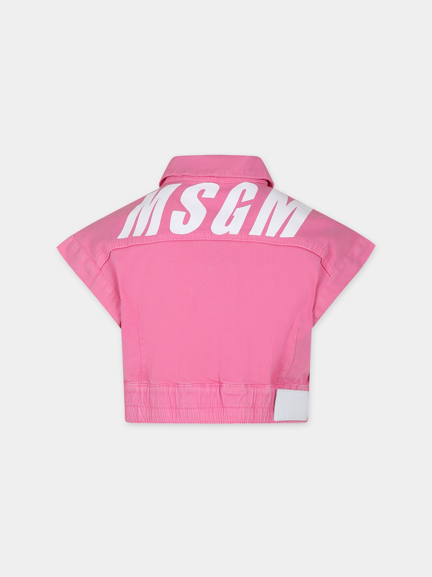 Giacca rosa per bambina con logo,Msgm Kids,MS028802 042