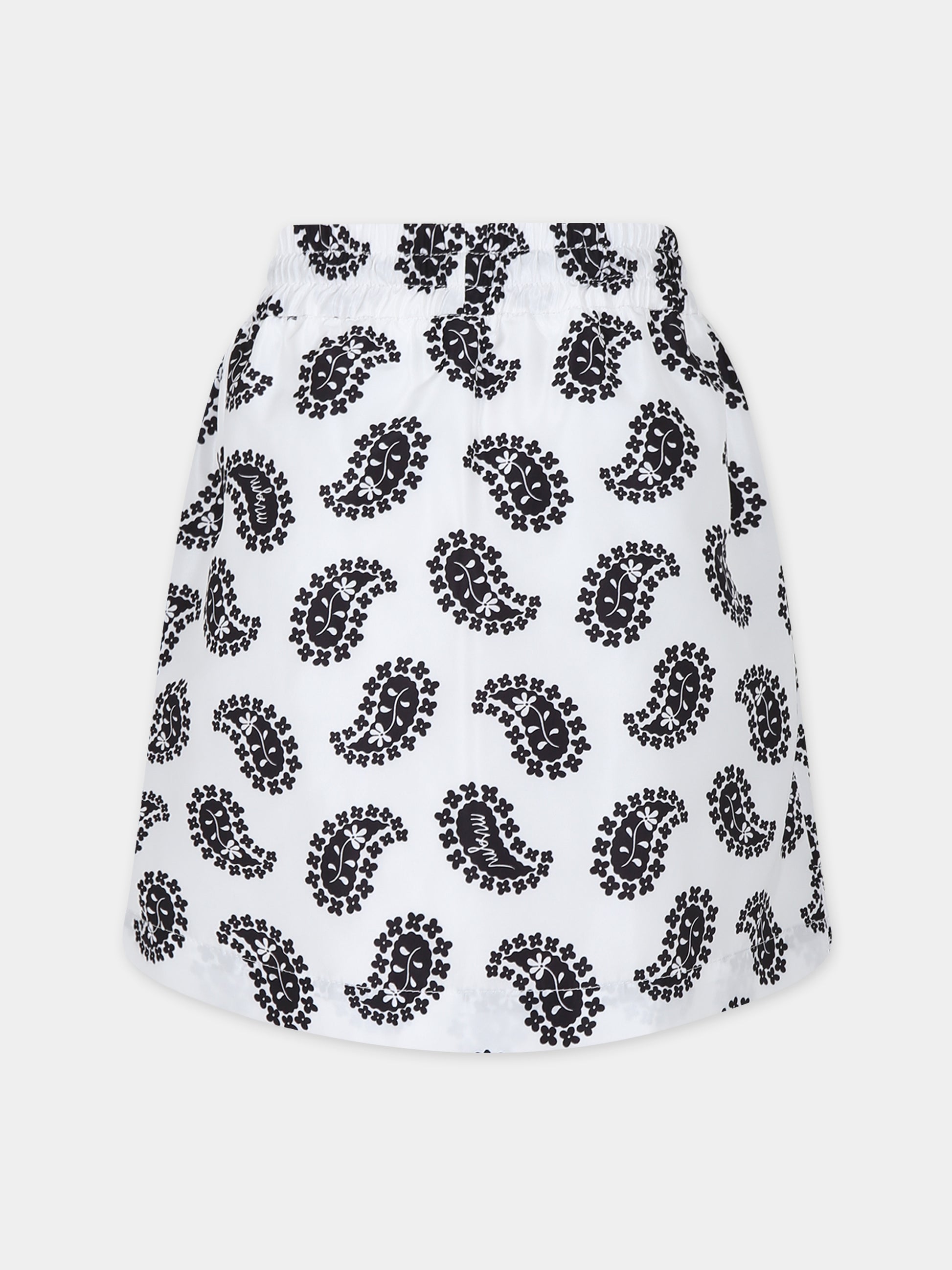 Gonna bianca per bambina con stampa fiori,Msgm Kids,MS028843 001