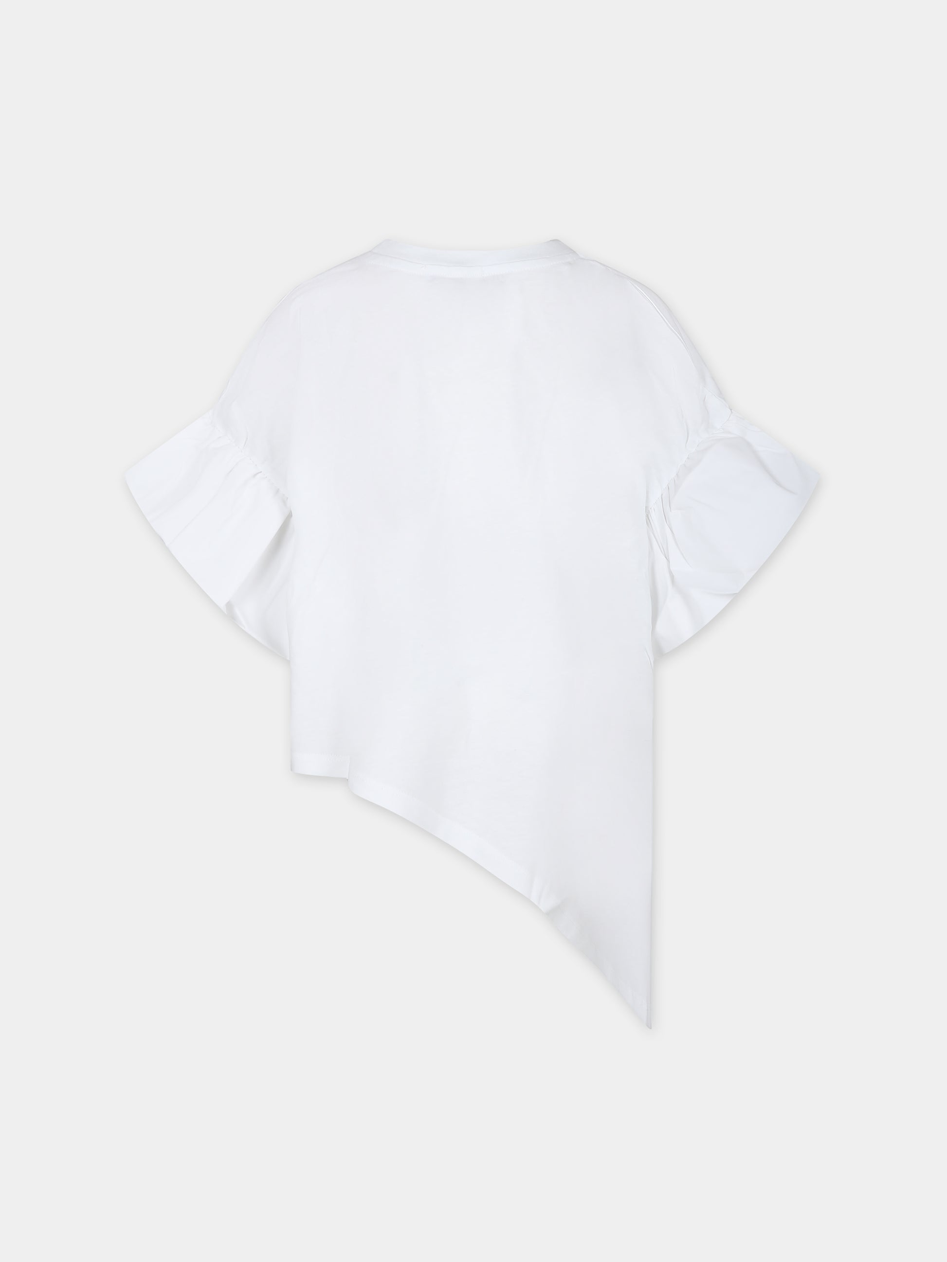 T-shir bianca per bambina con logo,Msgm Kids,MS028858 001