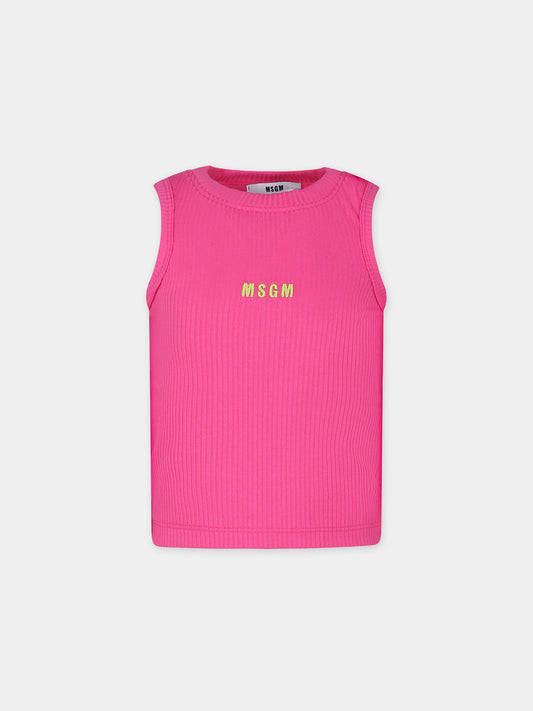 Canotta fucsia per bambina con logo,Msgm Kids,MS028861 044