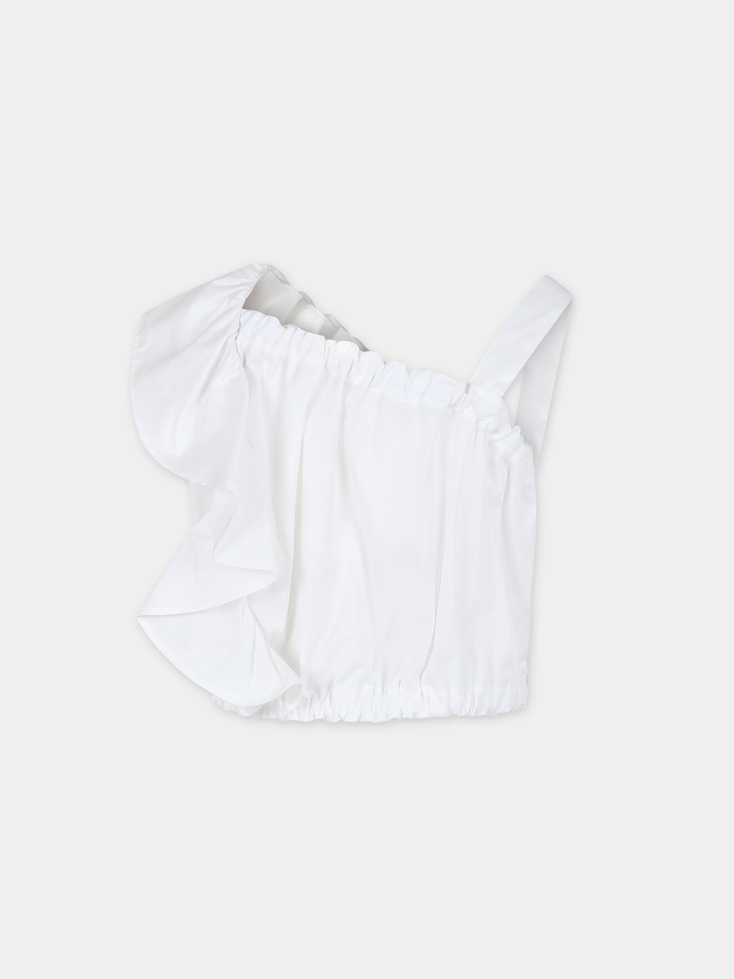 Top bianco crop per bambina con logo,Msgm Kids,MS028864 001