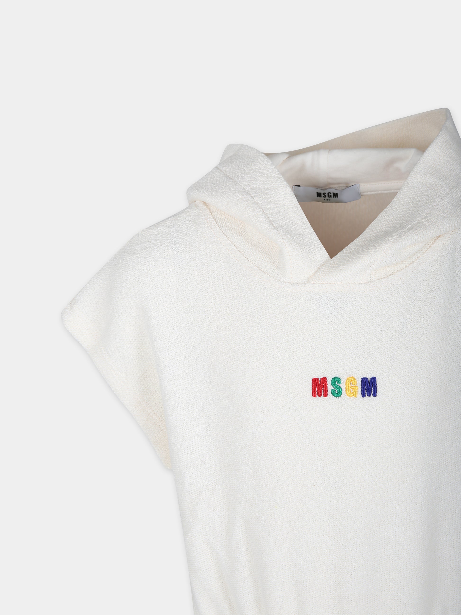 Felpa crop avorio per bambina con logo,Msgm Kids,MS029337 013