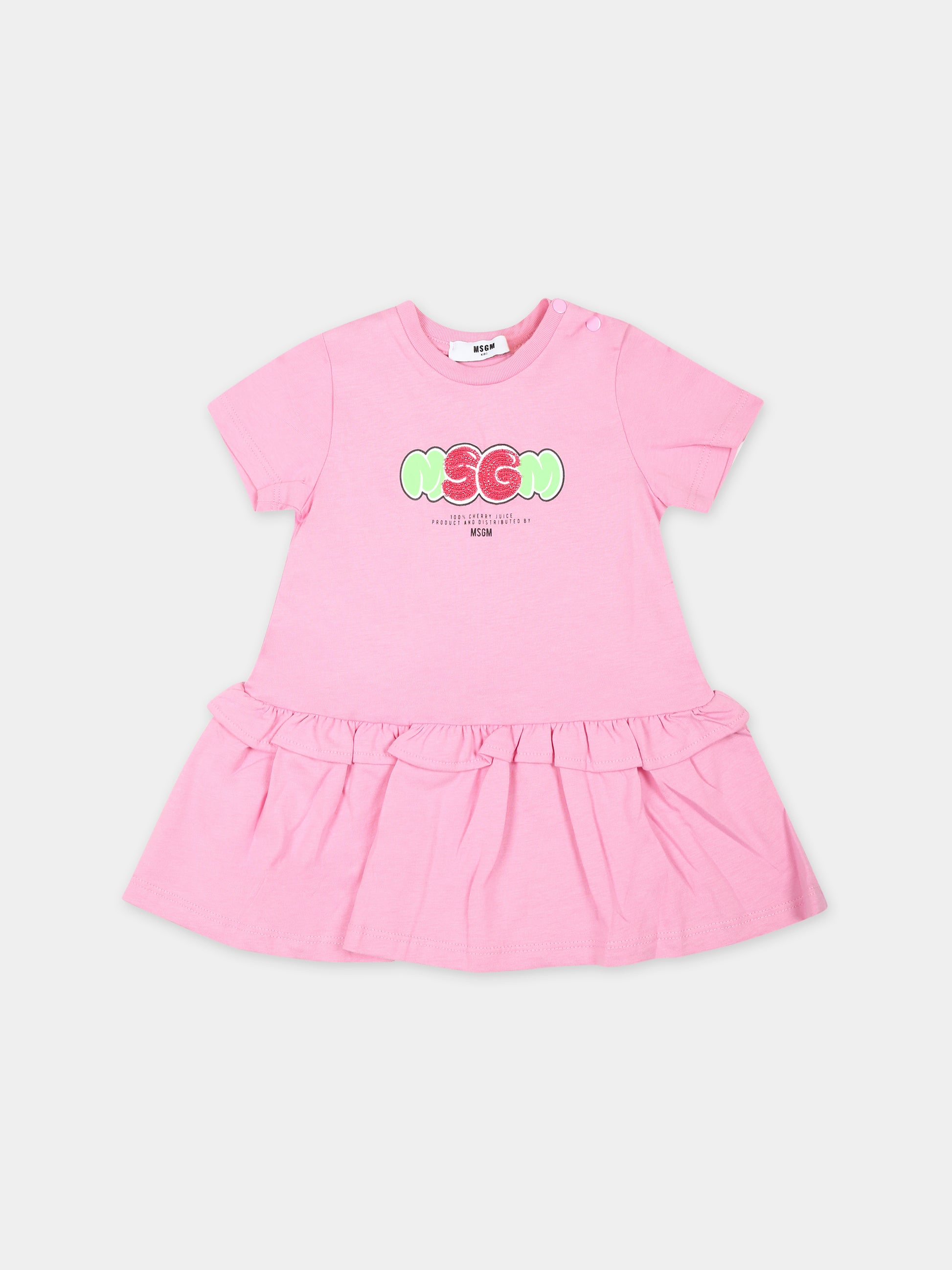 Vestit rosa per neonata con logo,Msgm Kids,MS029367 042