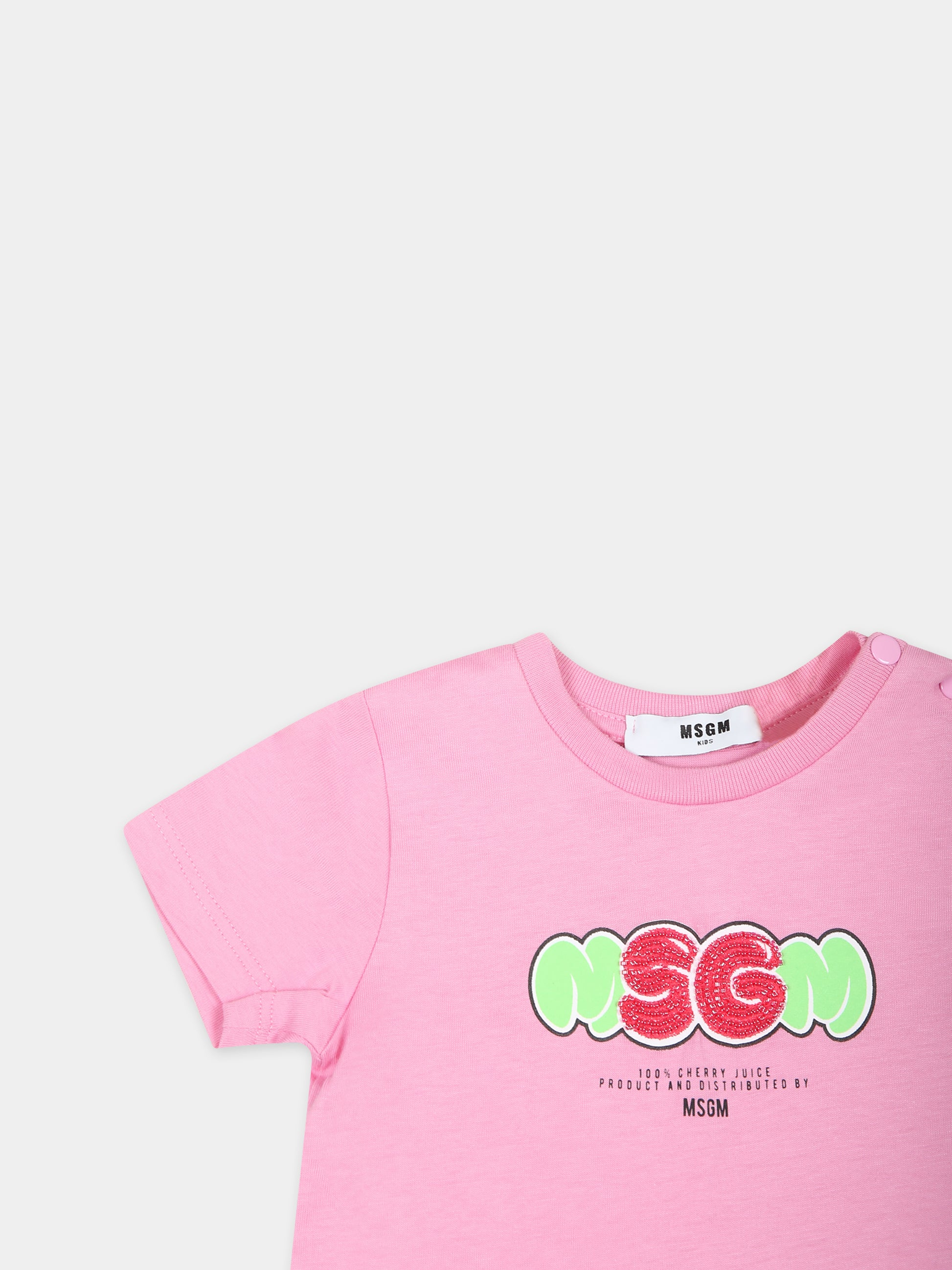 Vestit rosa per neonata con logo,Msgm Kids,MS029367 042