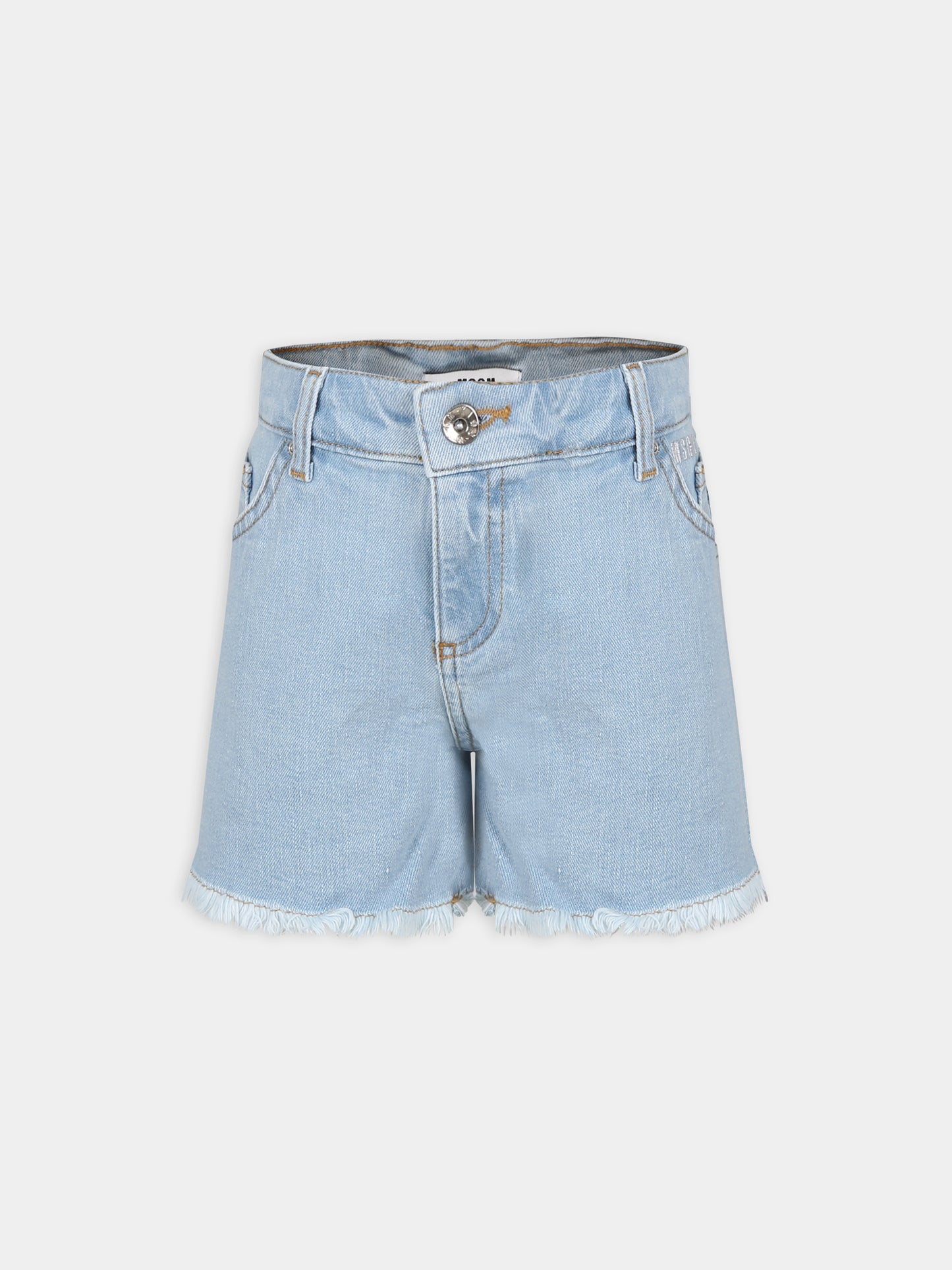 Shorts blu per bambina con logo,Msgm Kids,MS029375 126