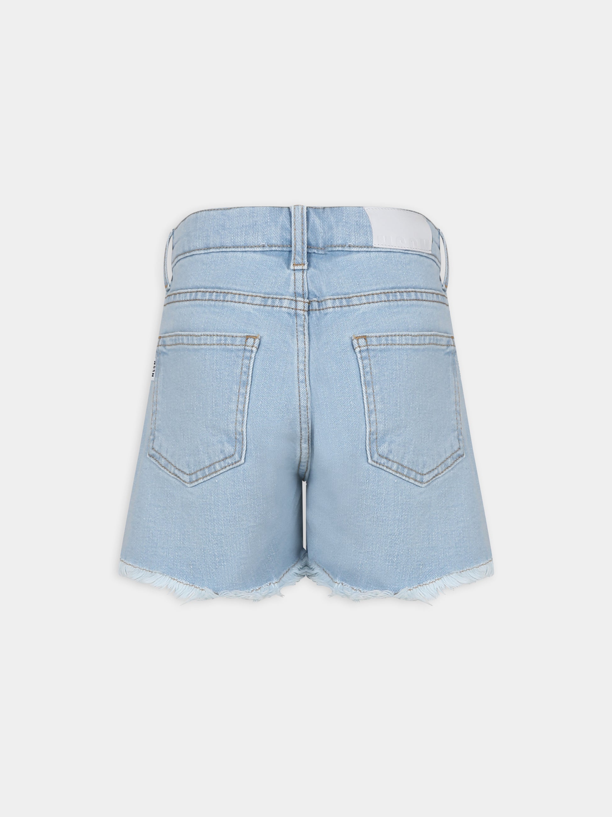 Shorts blu per bambina con logo,Msgm Kids,MS029375 126