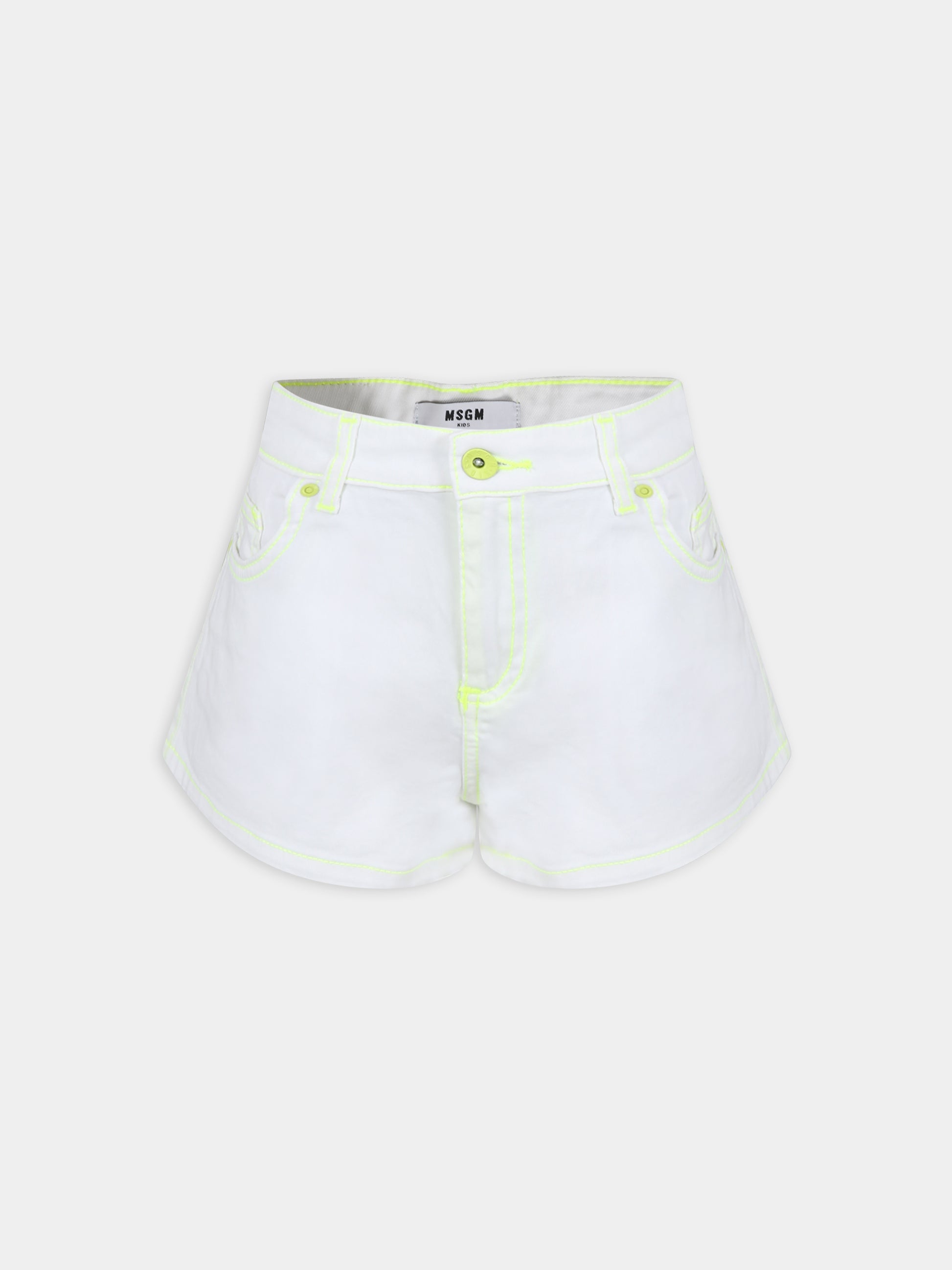 Shorts bianchi per bambina con logo,Msgm Kids,MS029377 001