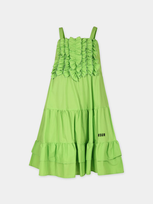 Vestito verde per bambina con logo,Msgm Kids,MS029417 170