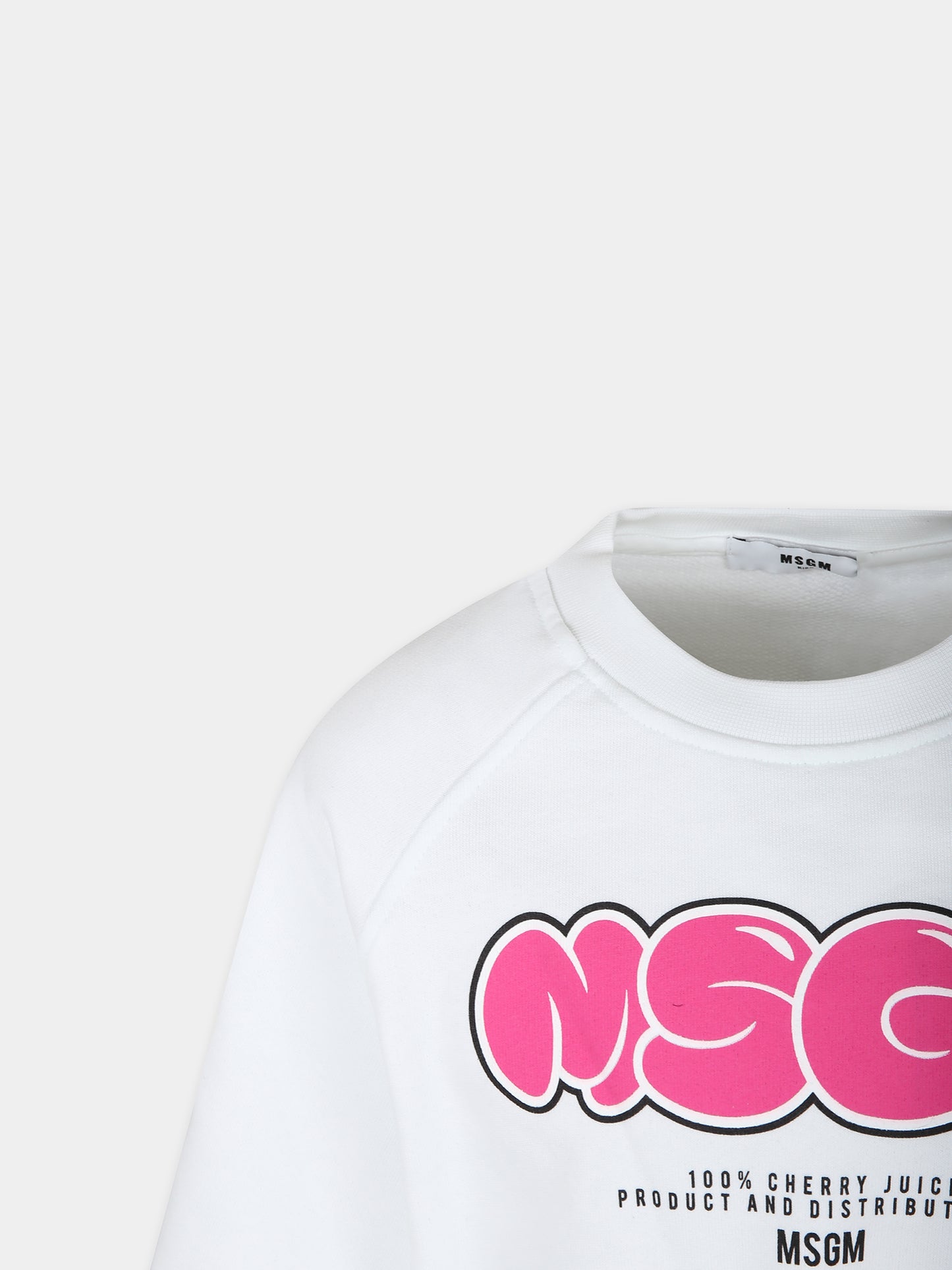 Felpa crop bianca per bambina con logo,Msgm Kids,MS029444 001