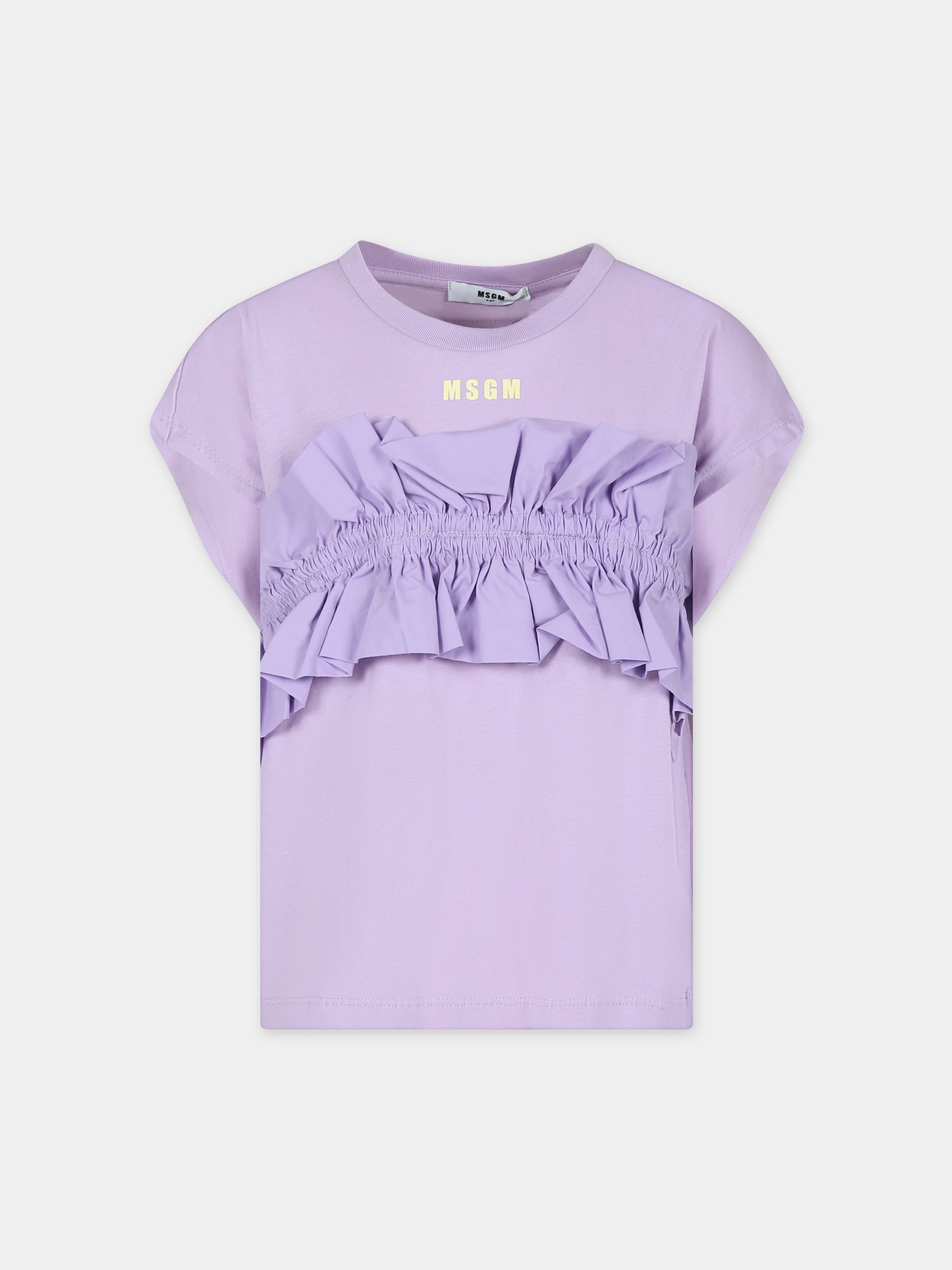 T-shirt lilla per bambina con logo,Msgm Kids,MS029450 071