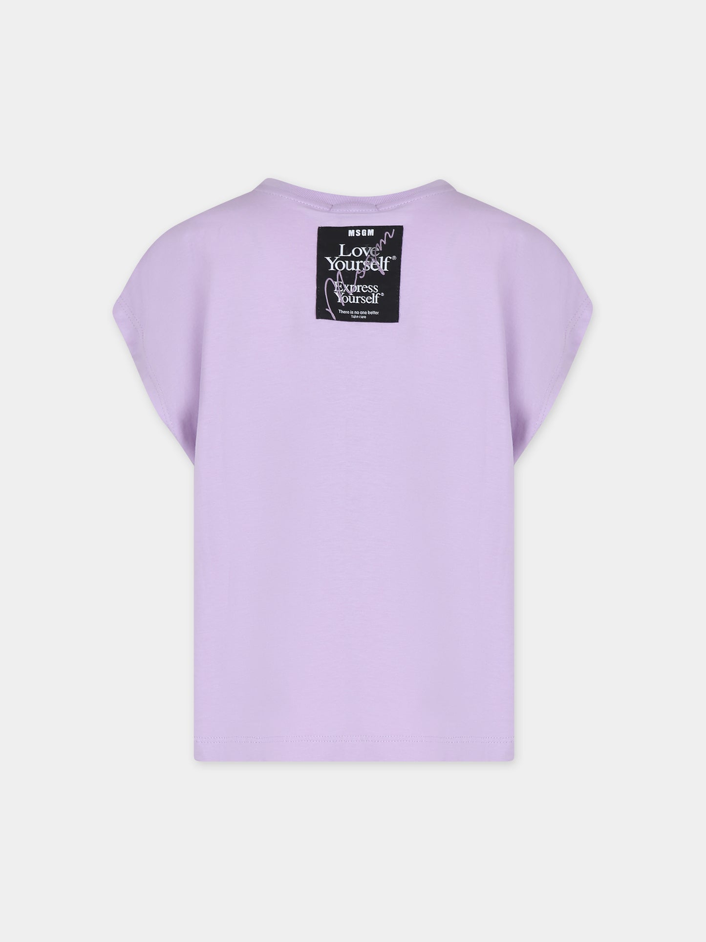 T-shirt lilla per bambina con logo,Msgm Kids,MS029450 071