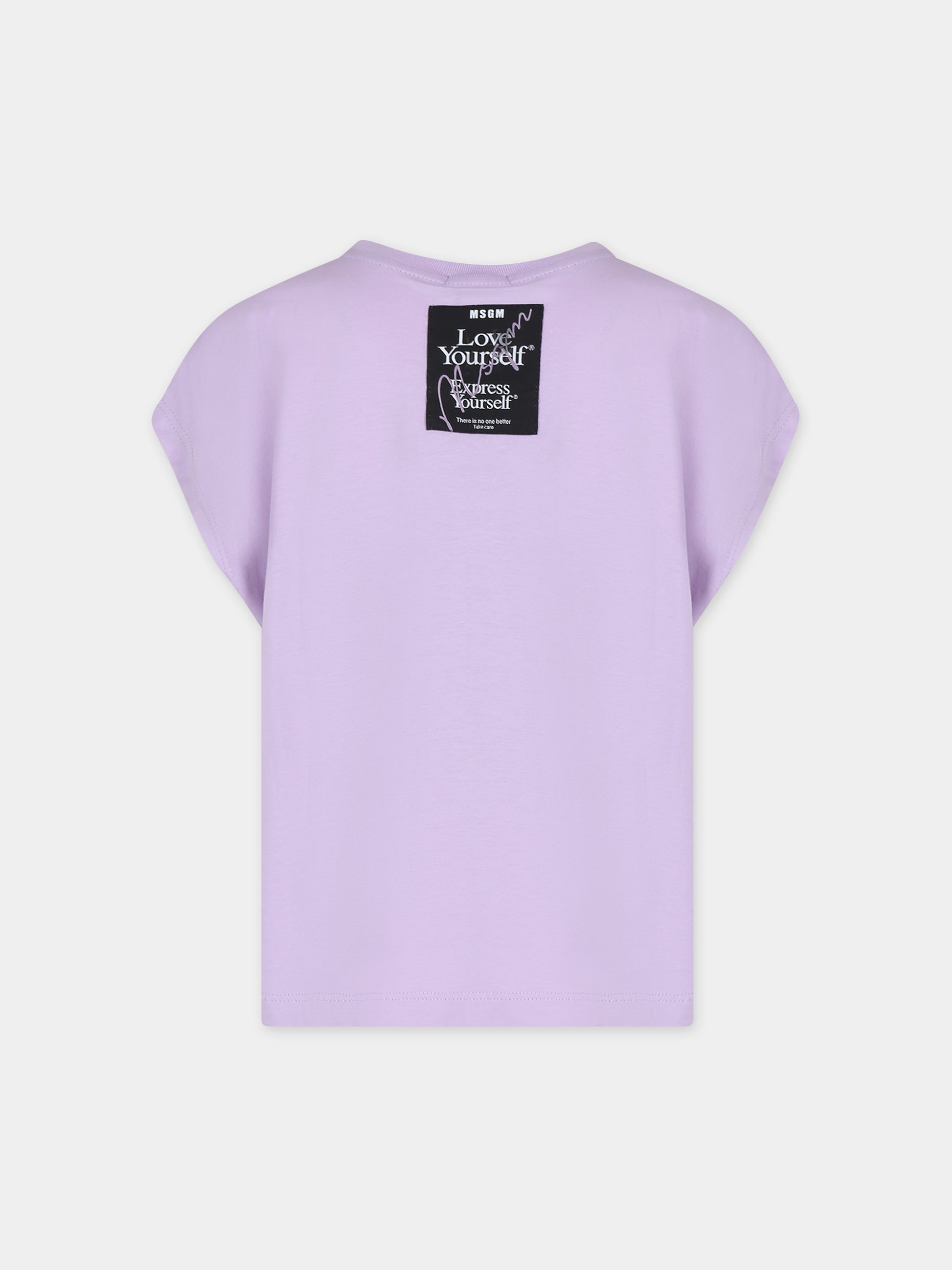 T-shirt lilla per bambina con logo,Msgm Kids,MS029450 071