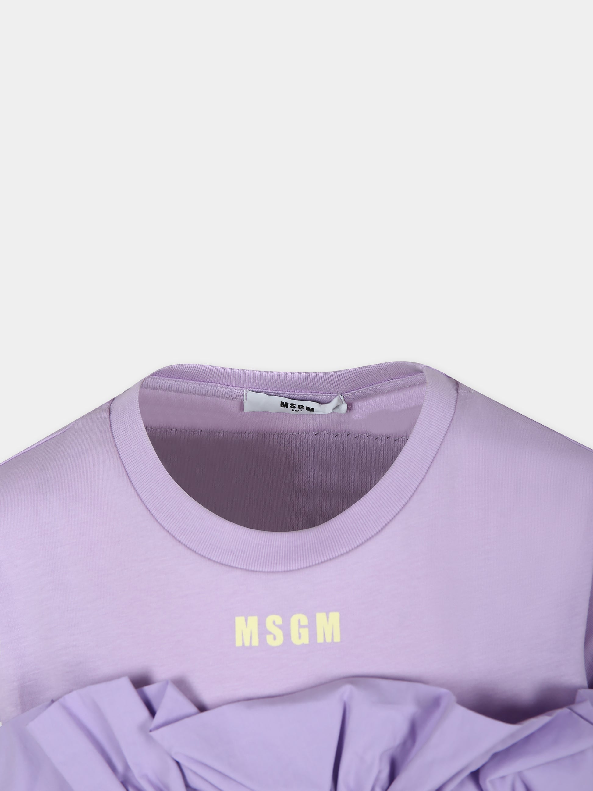 T-shirt lilla per bambina con logo,Msgm Kids,MS029450 071