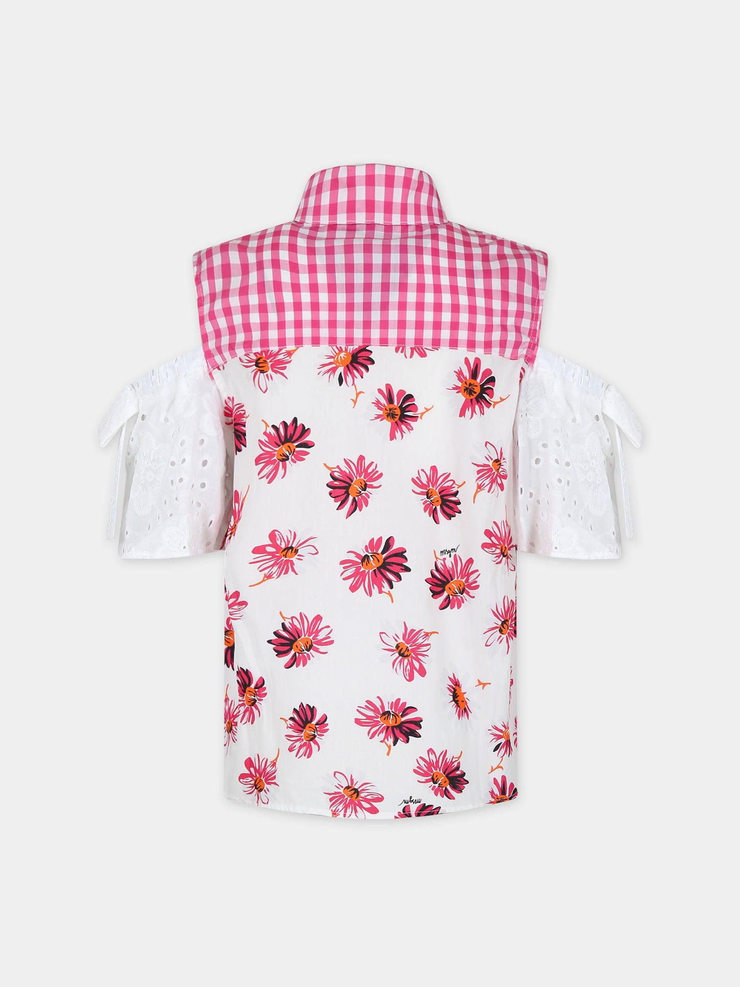 Camicia bianca per bambina con stampa margherita,Msgm Kids,MS029464 200