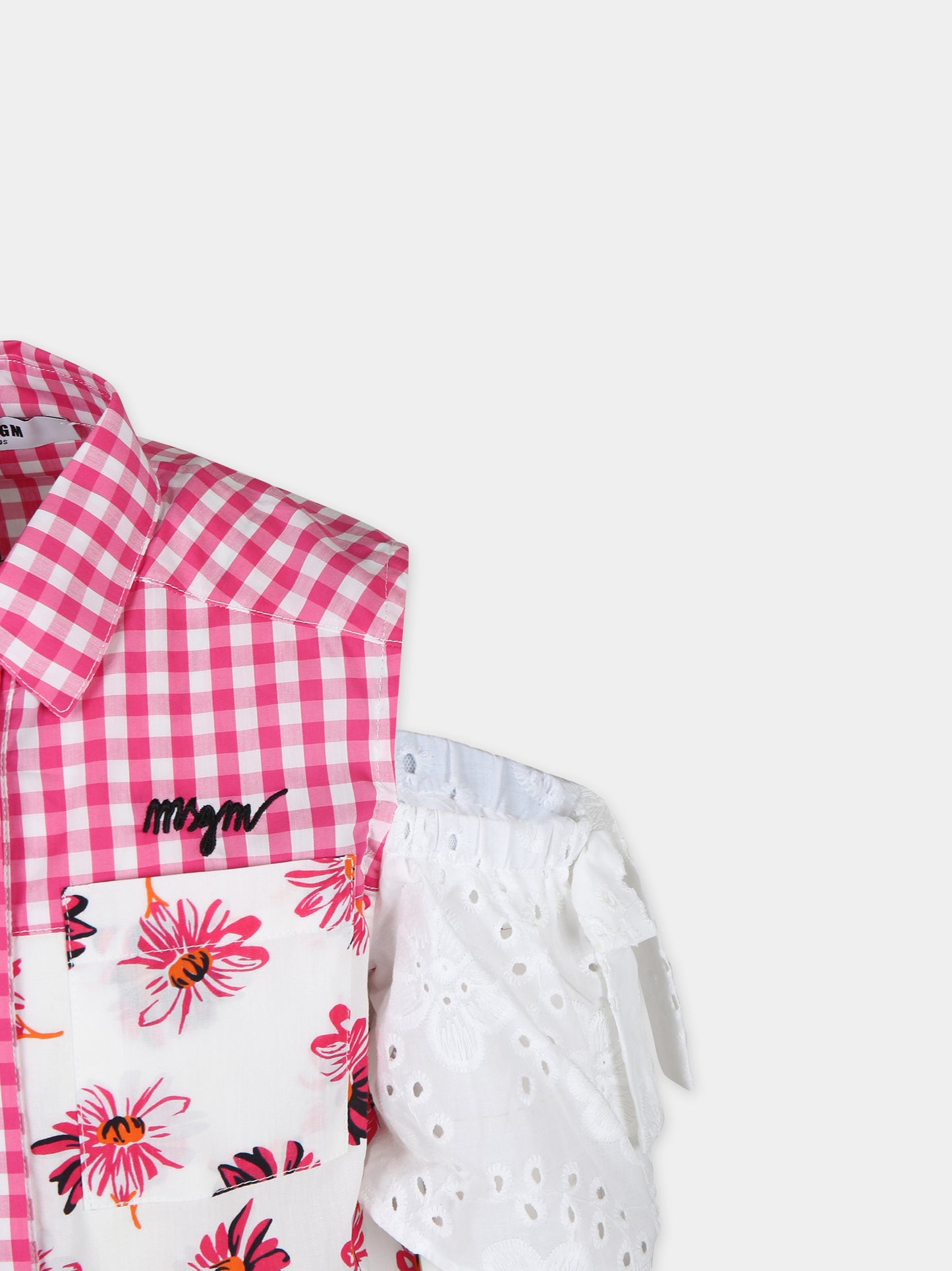 Camicia bianca per bambina con stampa margherita,Msgm Kids,MS029464 200