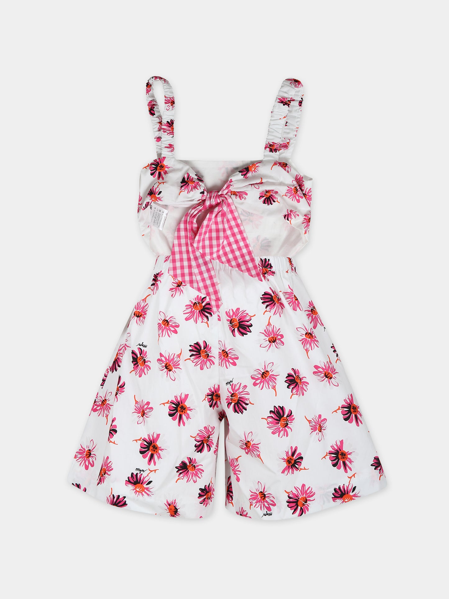 Jumpsuit bianca per bambina con stampa fiori,Msgm Kids,MS029468 200