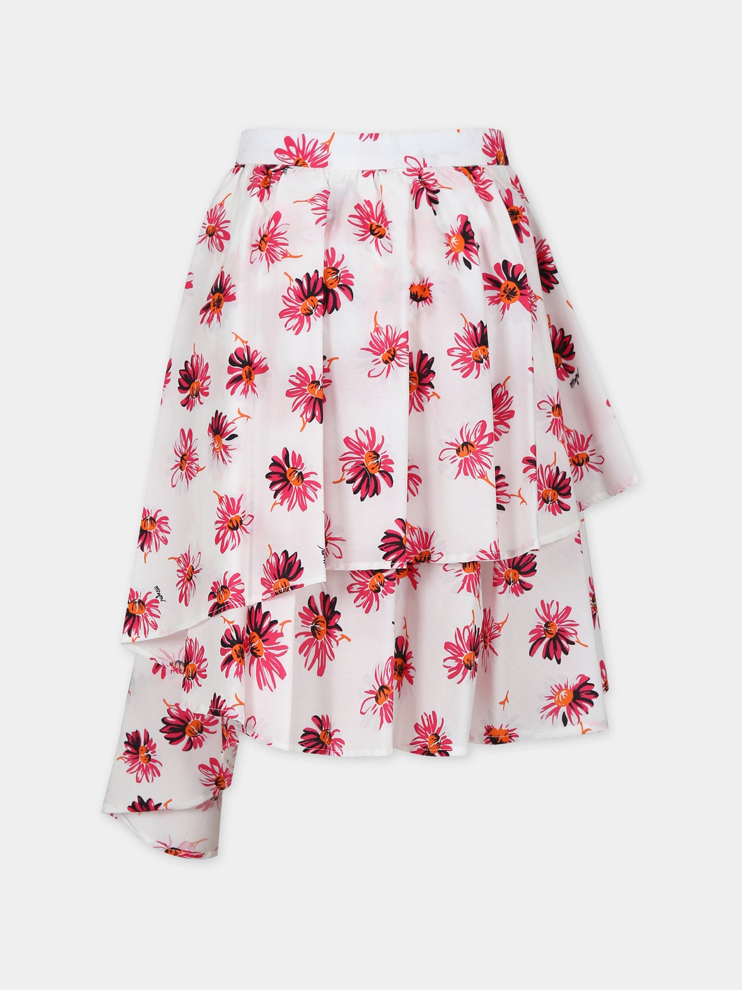 Gonna bianca per bambina con stampa margherite,Msgm Kids,MS029473 200