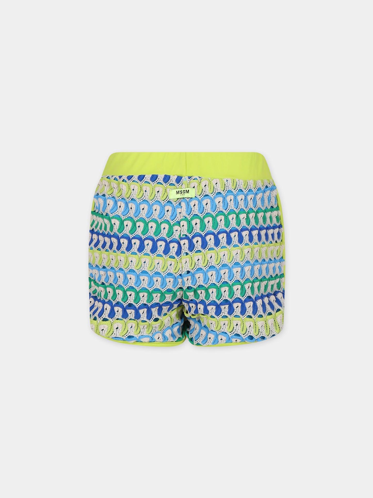 Shorts avorio per bambina con motivo ad onda,Msgm Kids,MS029475 001