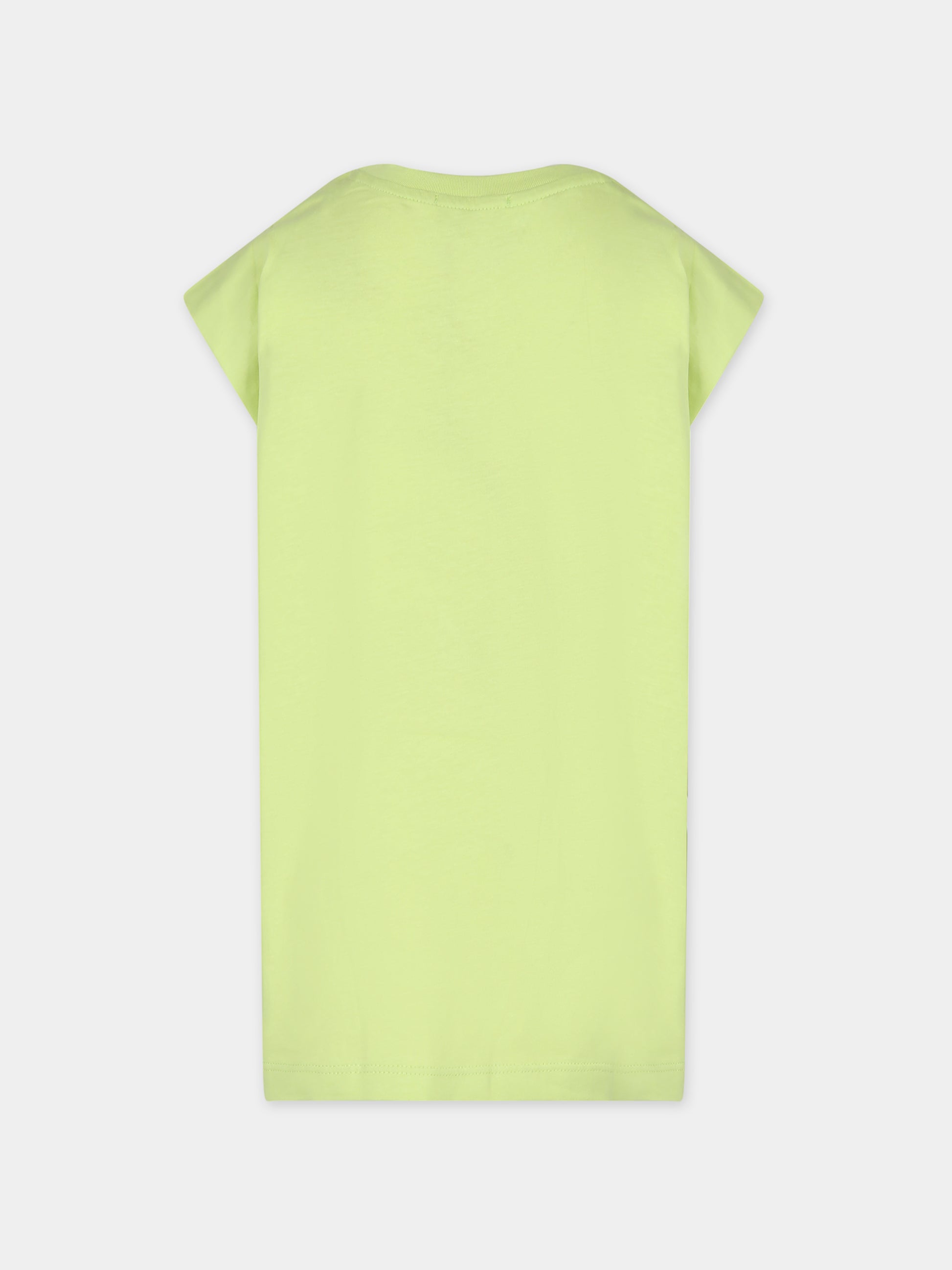 T-shirt verde per bambina con stampa macchina,Msgm Kids,MS029481 086