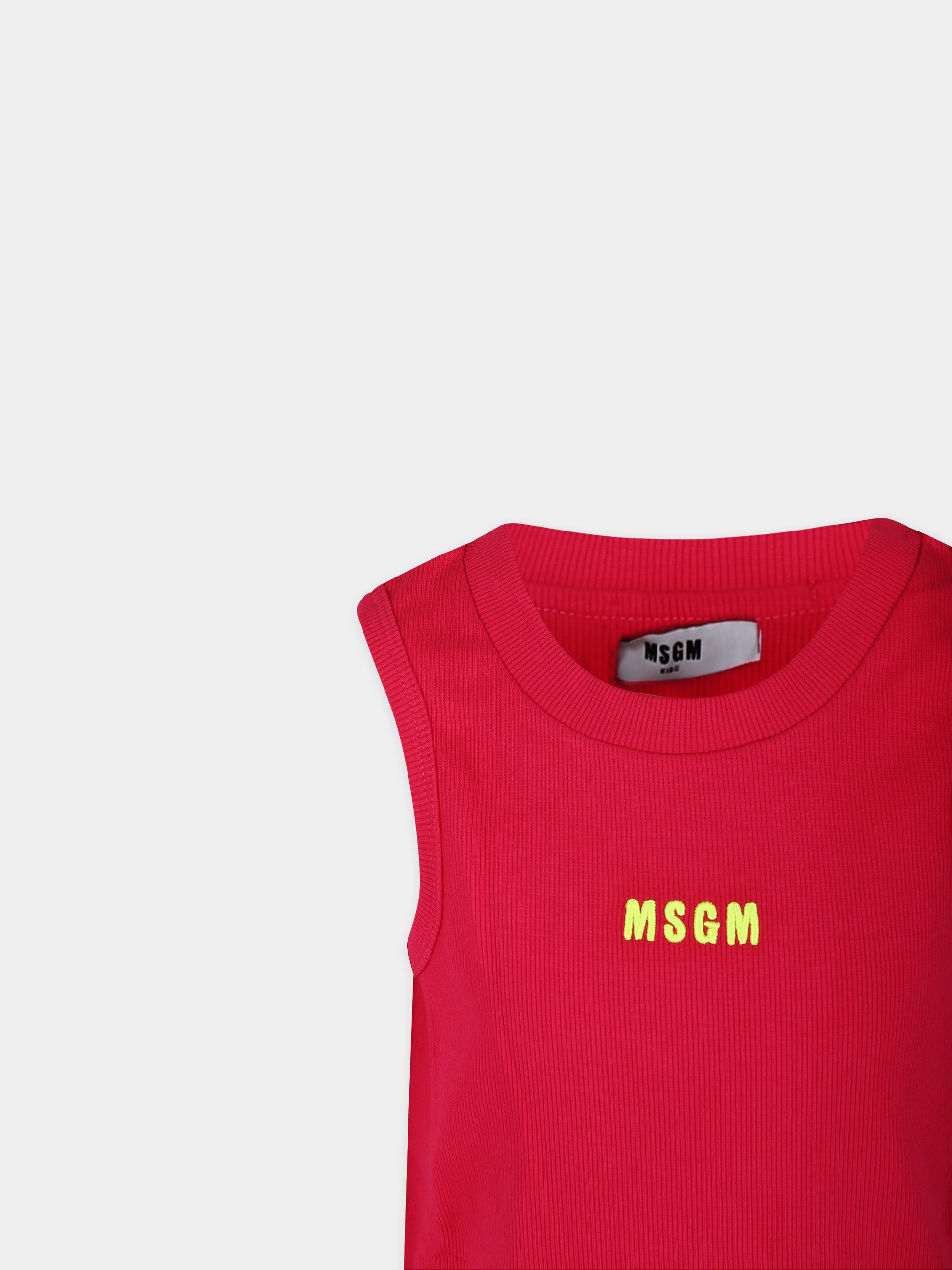 Canotta fucsia per bambian con logo,Msgm Kids,MS029483 044