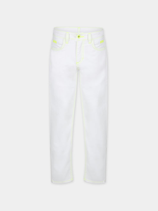 Jeans bianco per bambino con logo,Msgm Kids,MS029542 125