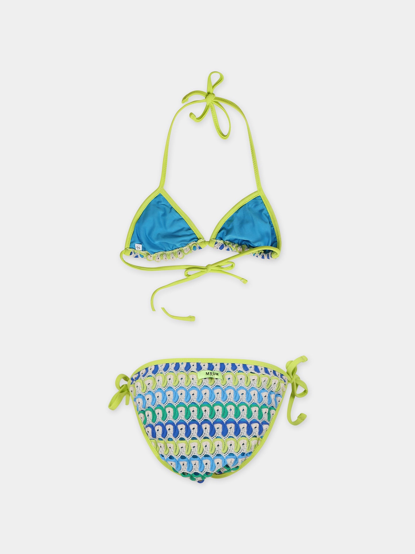 Bikini avorio per bambina con motivo ad onda,Msgm Kids,MS029544 200