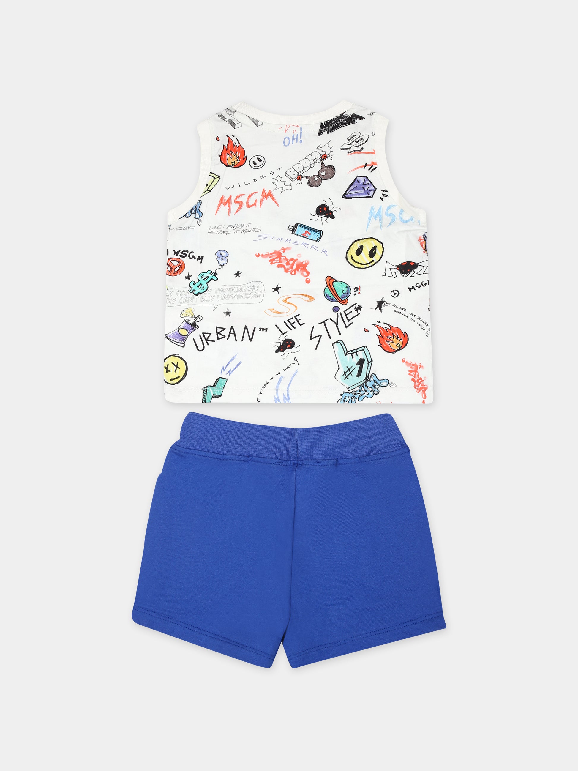 Completo bianco per neonato con logo e stampa all-over,Msgm Kids,MS029561 200