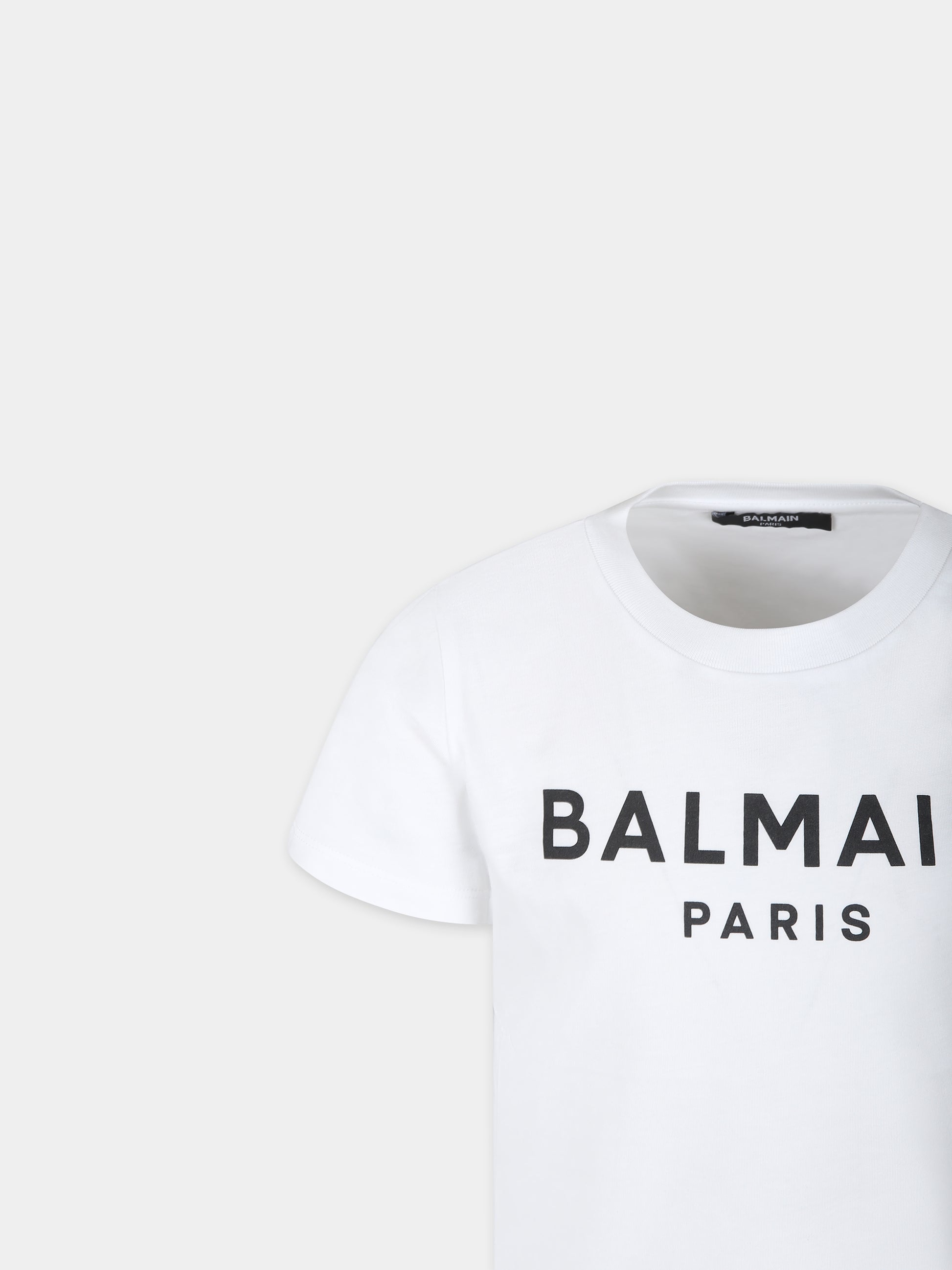 T-shirt bianca per bambini con logo,Balmain Kids,BT8P41 Z0082 100NE