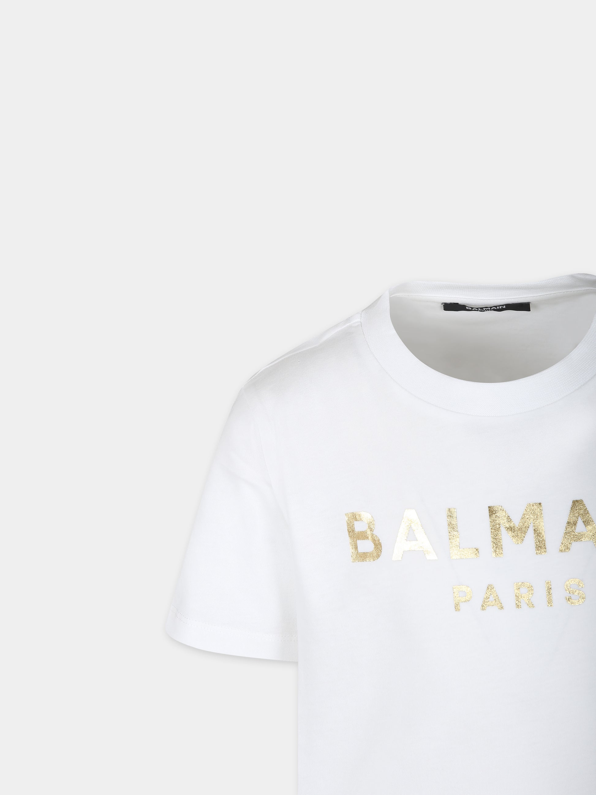 T-shirt bianca per bambino con logo,Balmain Kids,BS8R01 Z0082 100OR